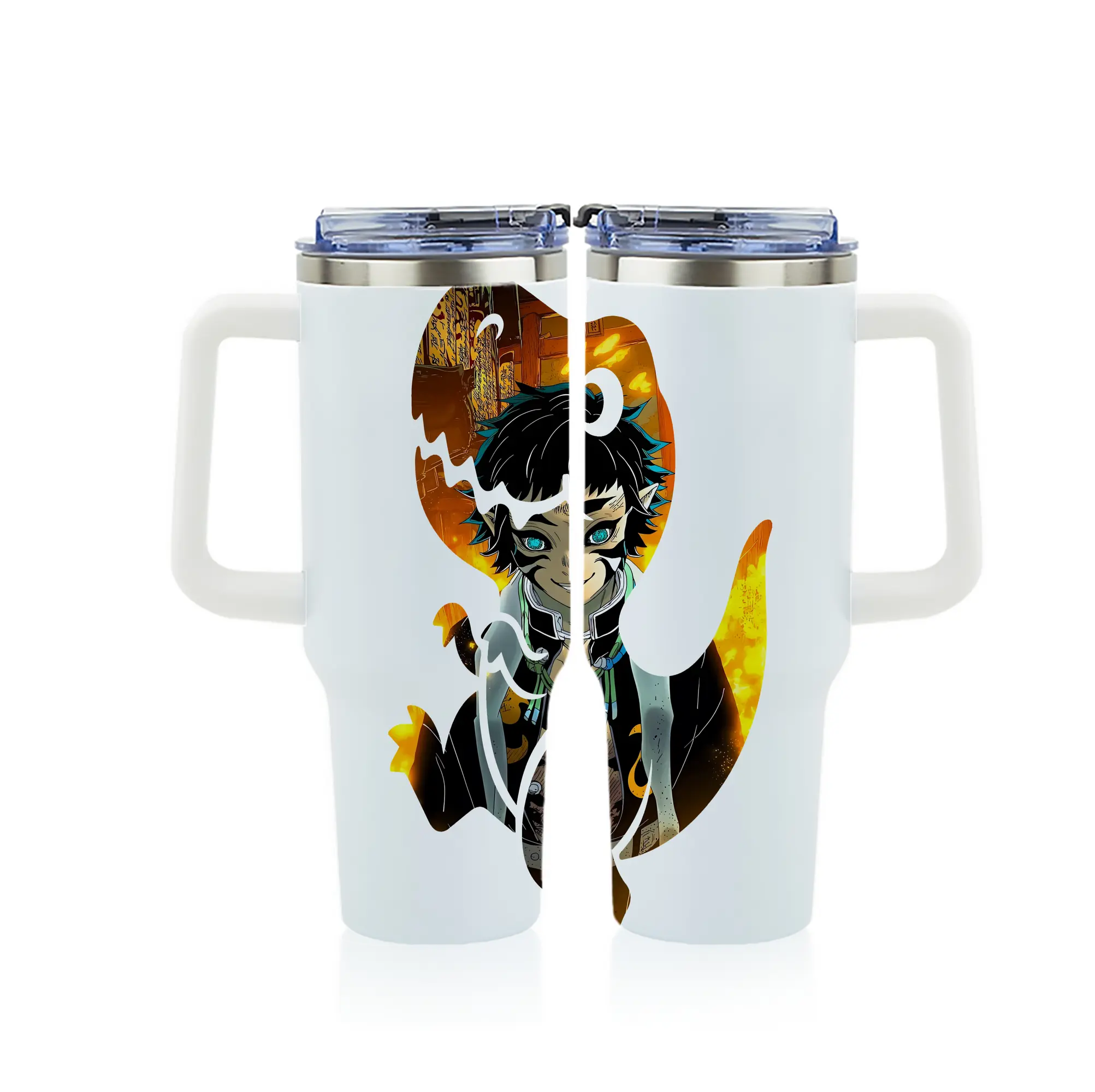 鬼滅の刃 グッズ,獪岳 - 1200mL フルプリント車用タンブラー ・ 304ステンレス 内側 ・ 201ステンレス 外側 ・ 保温 保冷 ・ 通勤 ドライブ アウトドア用