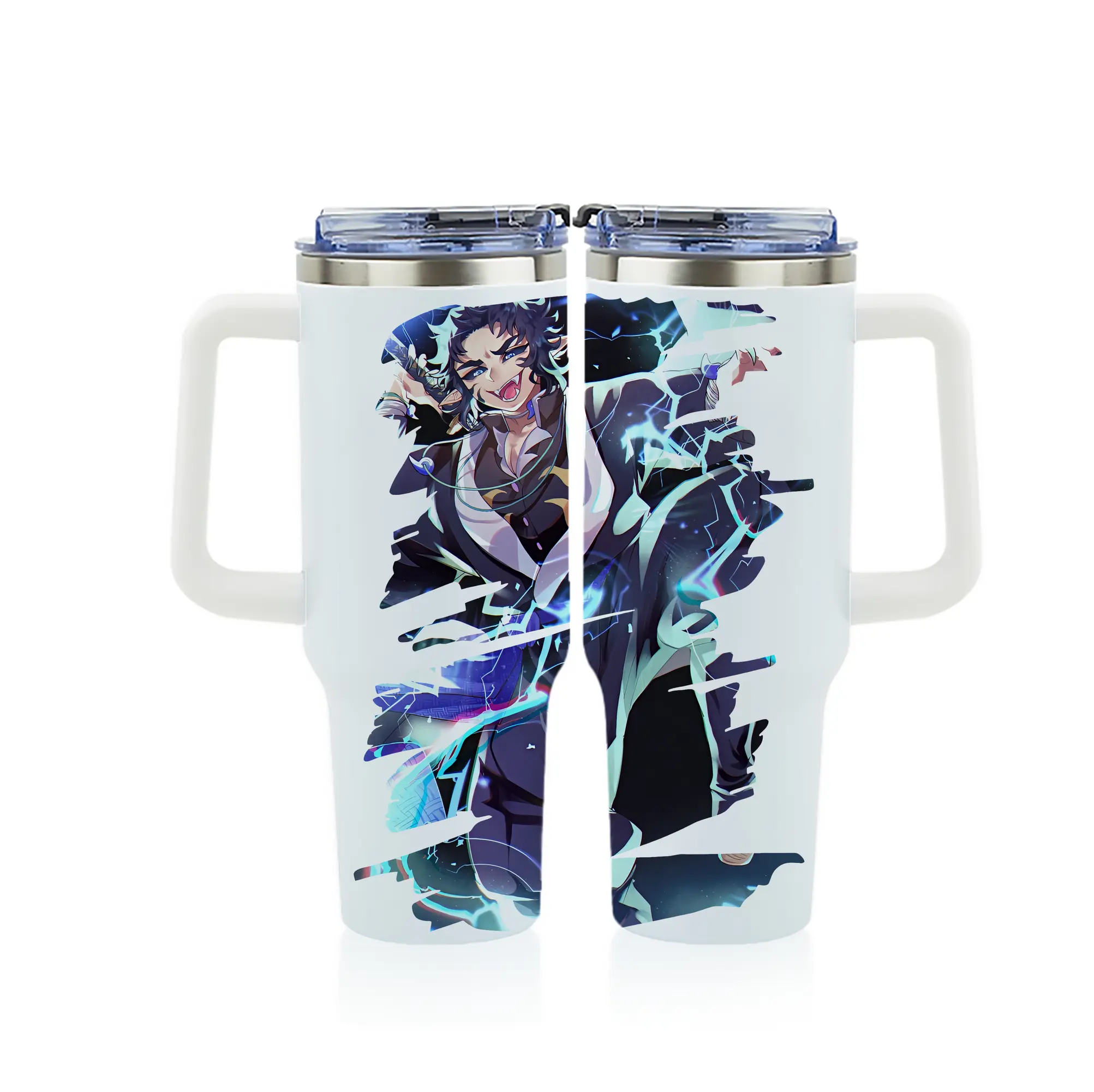 鬼滅の刃 グッズ,獪岳 - 1200mL フルプリント車用タンブラー ・ 304ステンレス 内側 ・ 201ステンレス 外側 ・ 保温 保冷 ・ 通勤 ドライブ アウトドア用