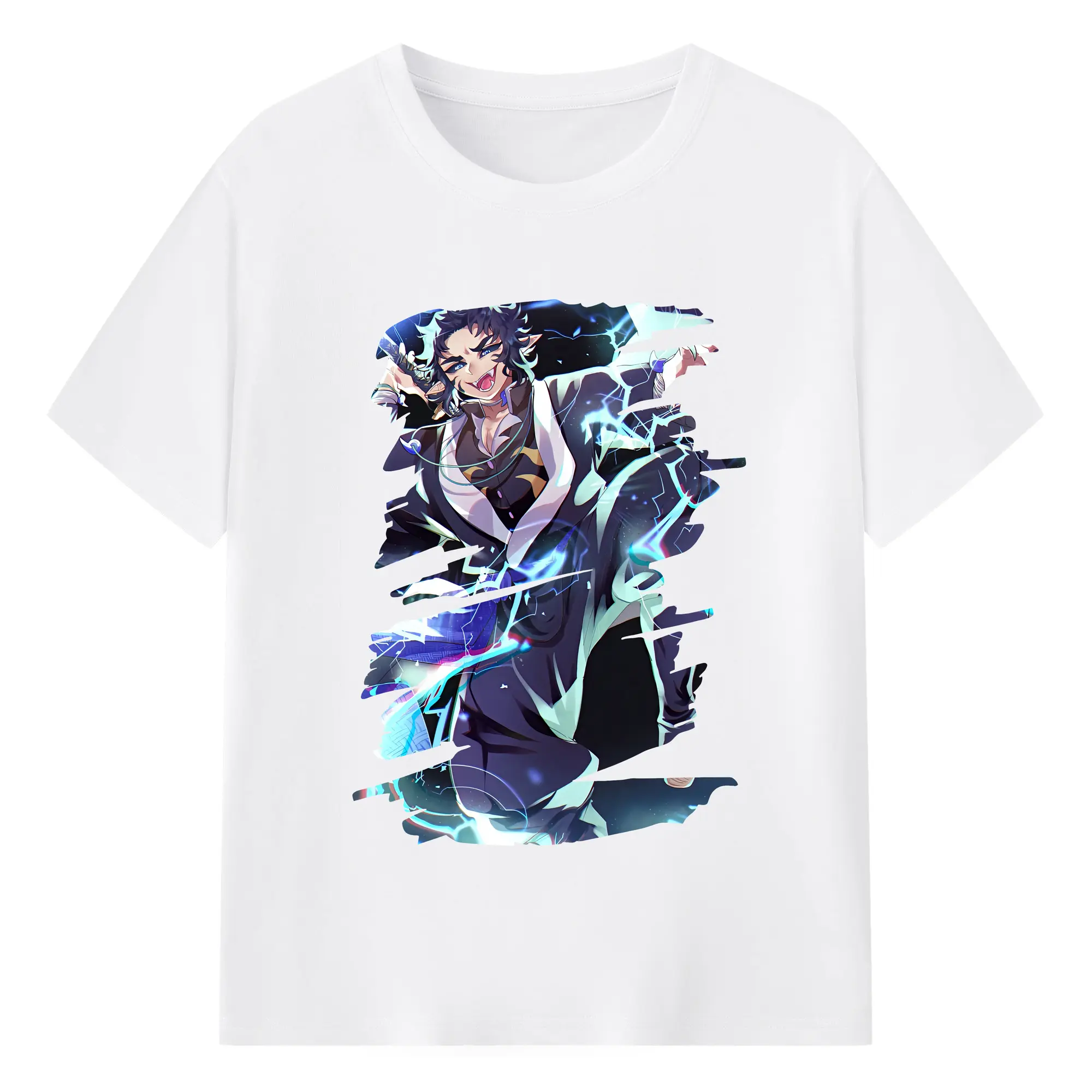 鬼滅の刃 グッズ,獪岳 - 綿100％ 半袖Tシャツ ・ フロントプリント ・ 快適 通気性 ・ 日常使い 散歩 スポーツ用