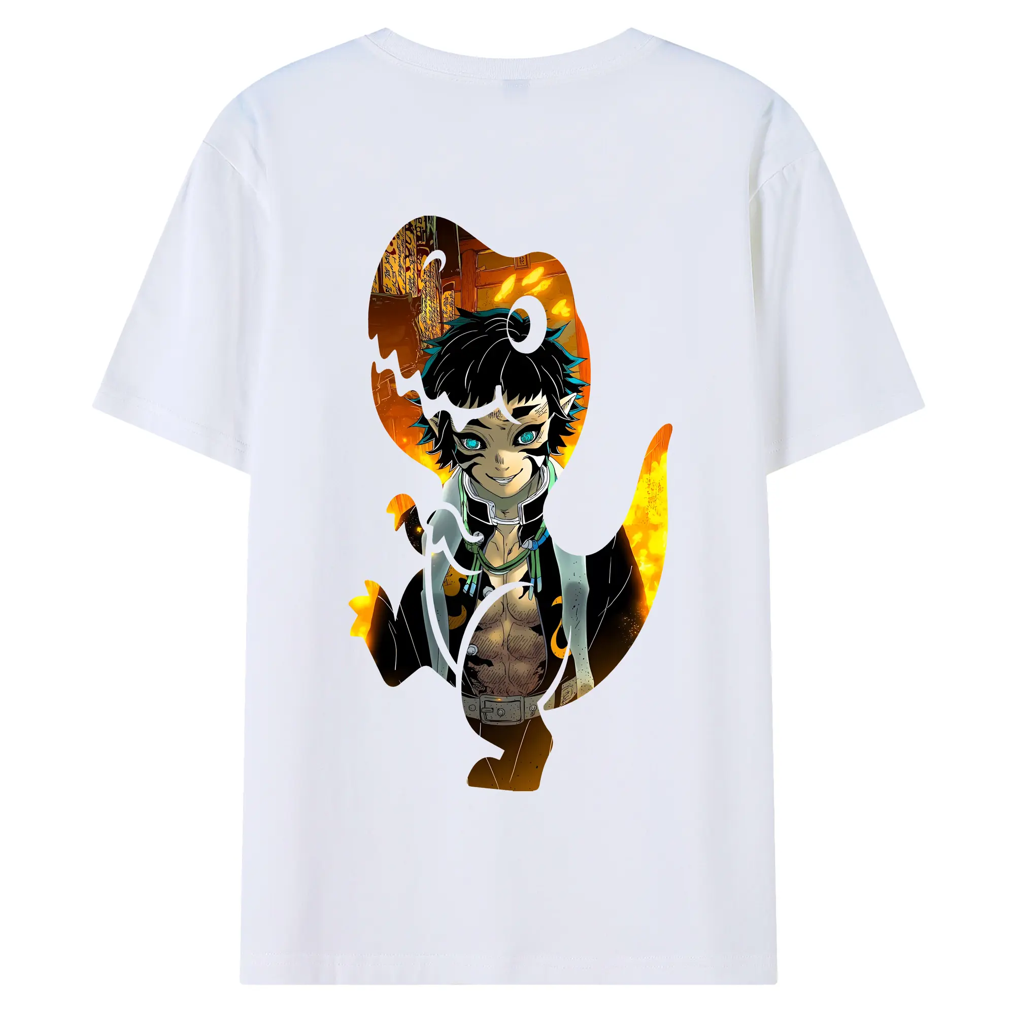 鬼滅の刃 グッズ,獪岳 - 綿100％ 半袖Tシャツ ・ バックプリント ・ 快適 通気性 ・ 日常使い 散歩 スポーツ用