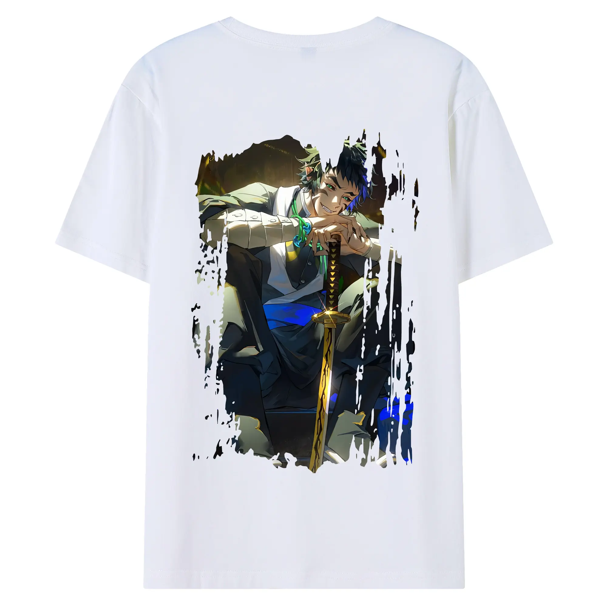 鬼滅の刃 グッズ,獪岳 - 綿100％ 半袖Tシャツ ・ バックプリント ・ 快適 通気性 ・ 日常使い 散歩 スポーツ用