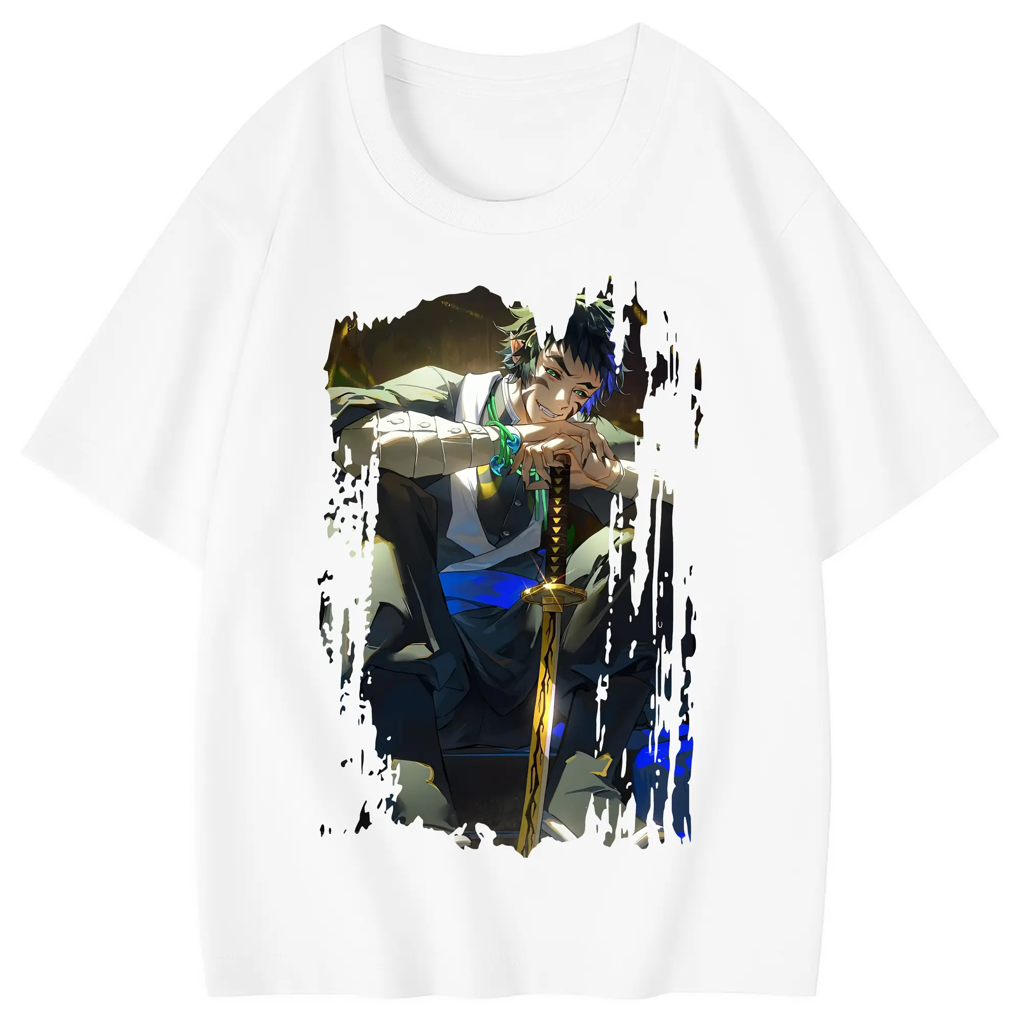 鬼滅の刃 グッズ,獪岳 - 綿100％ キッズTシャツ ・ フロントプリント ・ 快適 通気性 ・ スポーツ カジュアル 散歩用