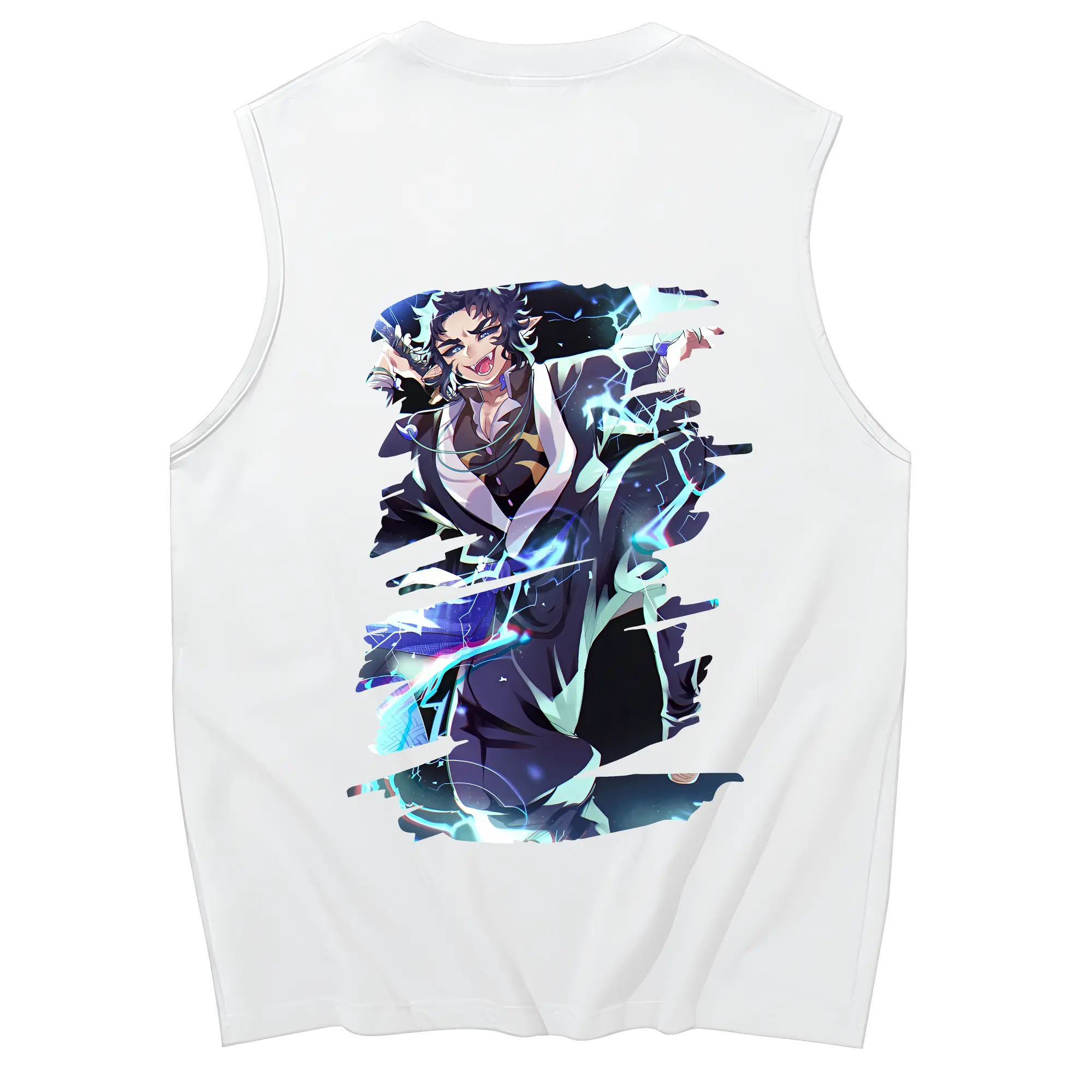鬼滅の刃 グッズ,獪岳 - コットン100％ タンクトップ ・ 背面プリント ・ タイトシルエット ・ 快適 通気性 ・ スポーツ カジュアル 散歩用