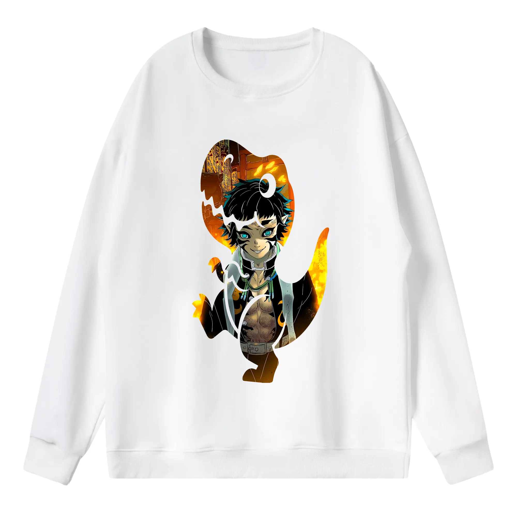 鬼滅の刃 グッズ,獪岳 - 薄手 クルーネック スウェット 裏毛260g · ポリエステル 春秋向け カジュアル 男女兼用 · トレーナー デイリー スポーツ 散歩に最適