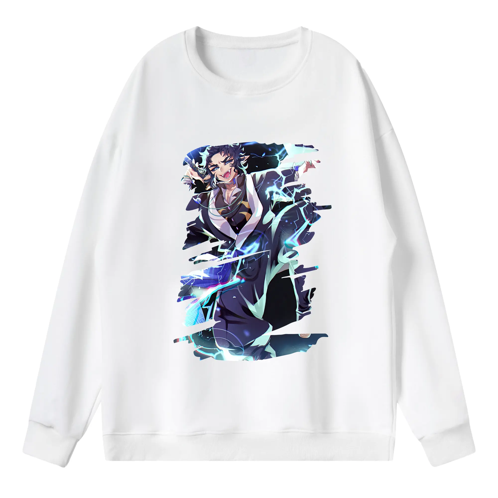 鬼滅の刃 グッズ,獪岳 - 薄手 クルーネック スウェット 裏毛260g · ポリエステル 春秋向け カジュアル 男女兼用 · トレーナー デイリー スポーツ 散歩に最適