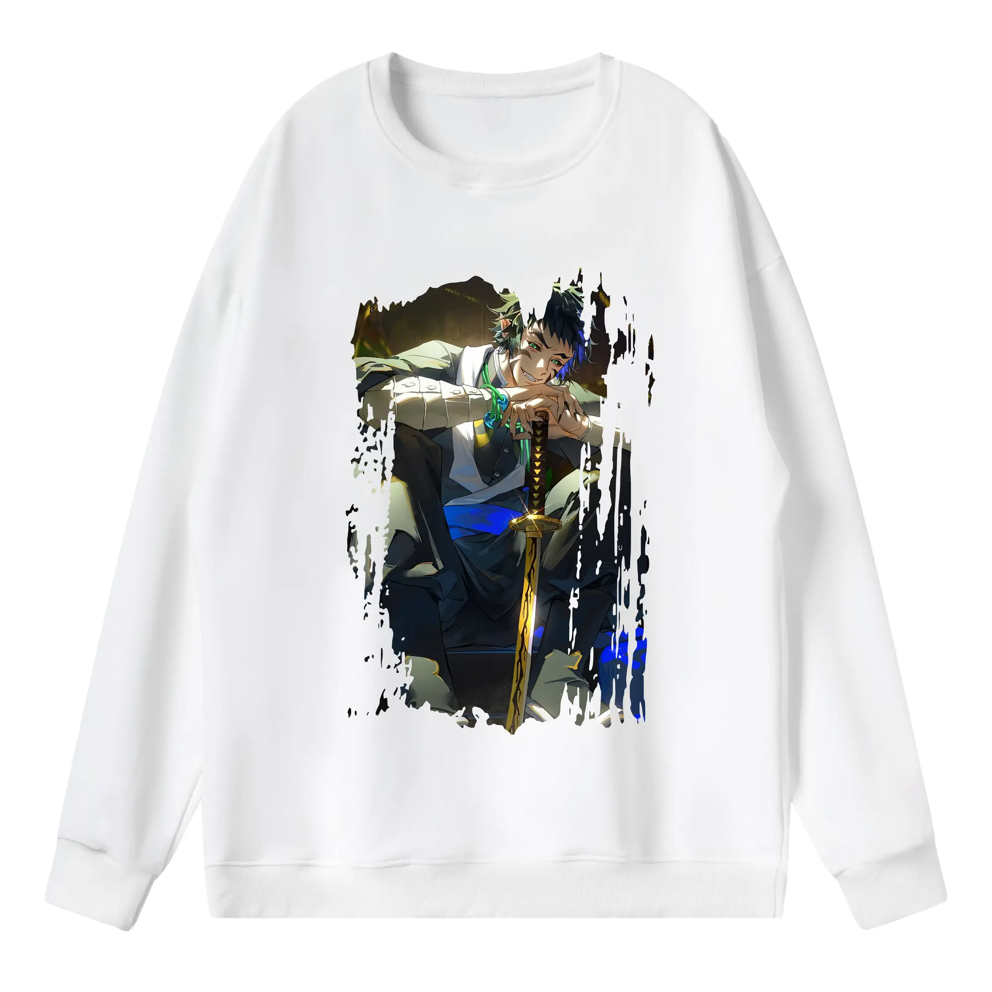 鬼滅の刃 グッズ,獪岳 - 薄手 クルーネック スウェット 裏毛260g · ポリエステル 春秋向け カジュアル 男女兼用 · トレーナー デイリー スポーツ 散歩に最適