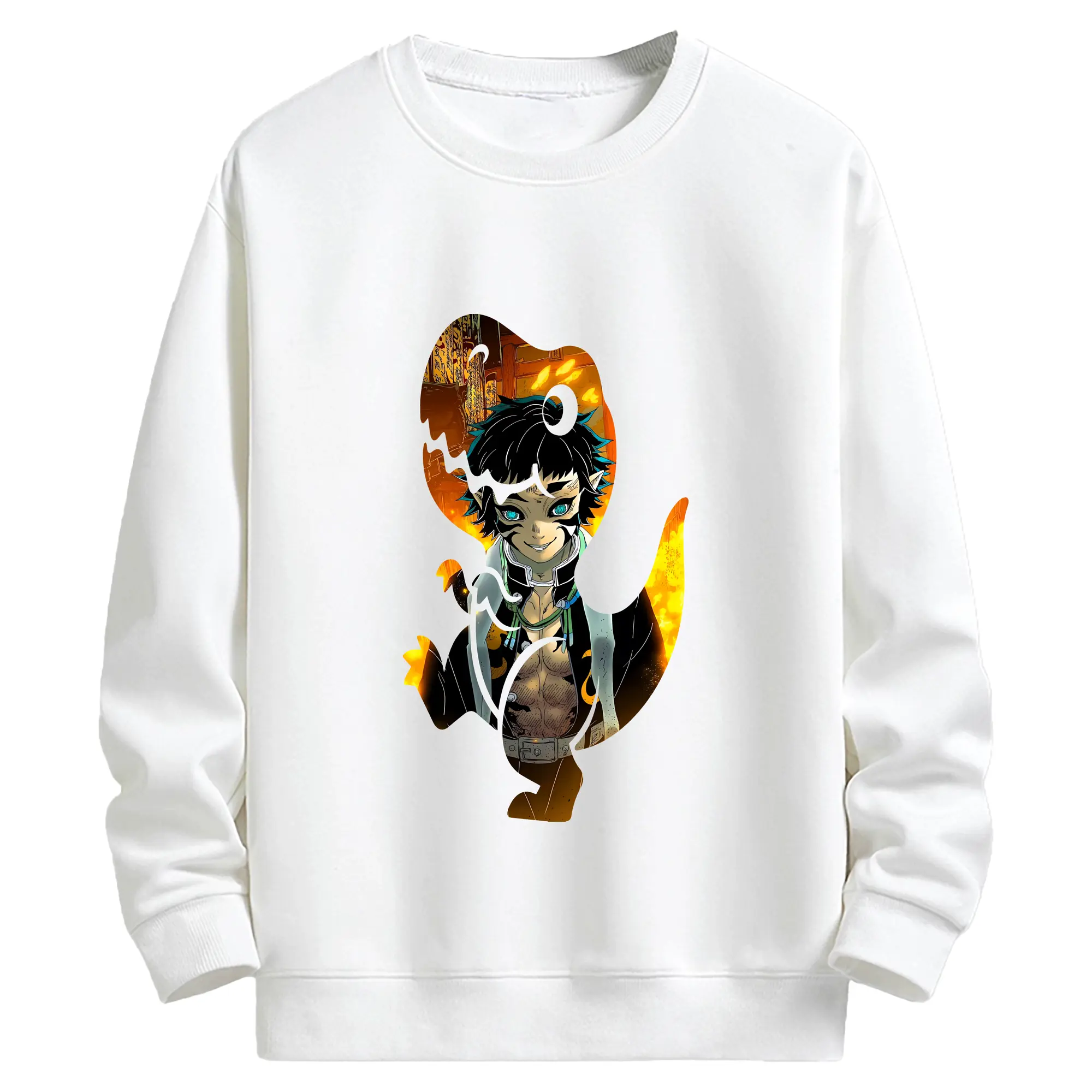 鬼滅の刃 グッズ,獪岳 - キッズ クルーネックスウェットシャツ ・ フロントプリント ・ 綿80％ ポリエステル20％ ・ 快適 通学 スポーツ 日常使い お散歩用