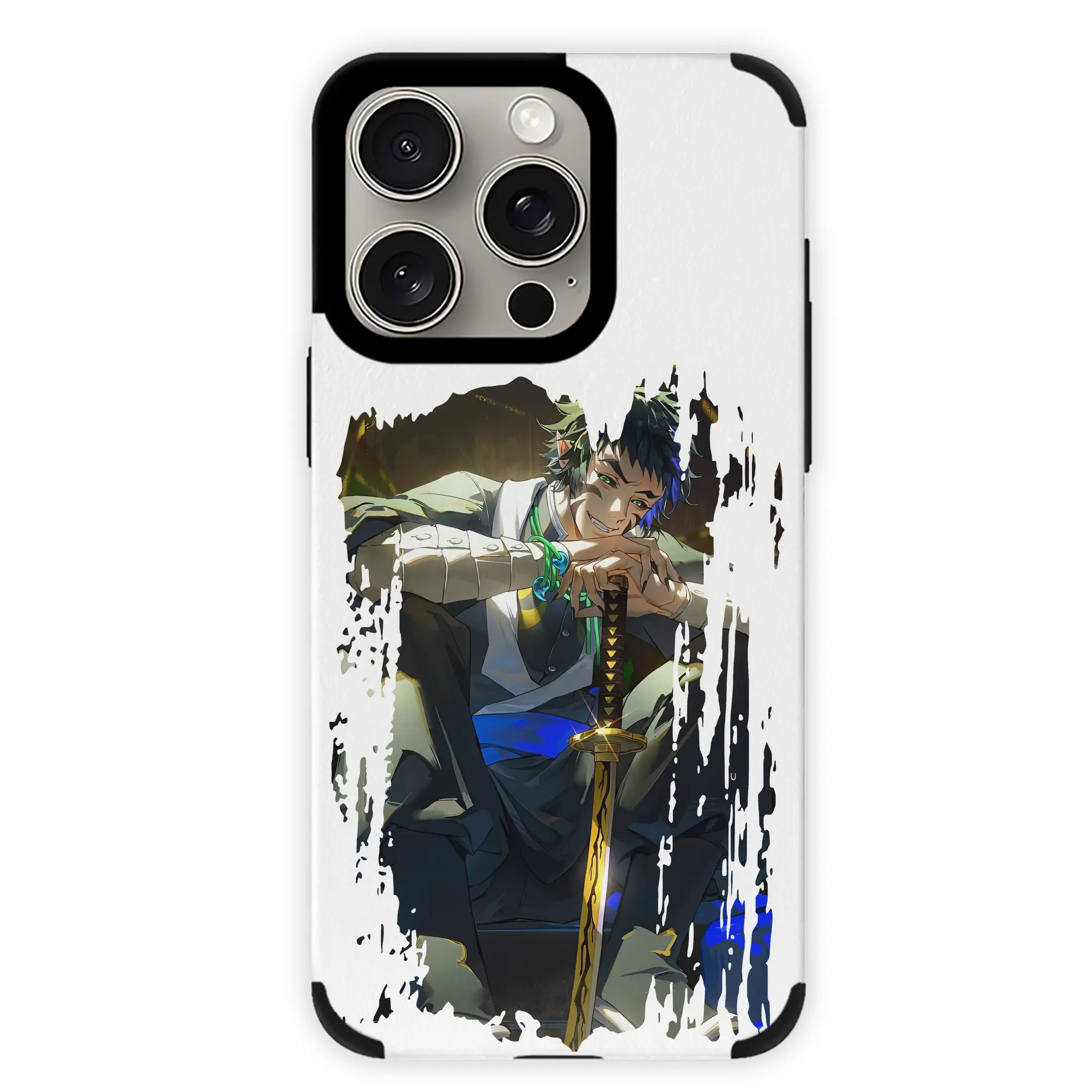 鬼滅の刃 グッズ,獪岳 - IPhone15ProMax対応 ・ PUレザースマホケース ・ 耐衝撃 ・ 黄変防止 ・ 360度全面保護 ・ 柔らか手触り ・ 3D立体ボタン