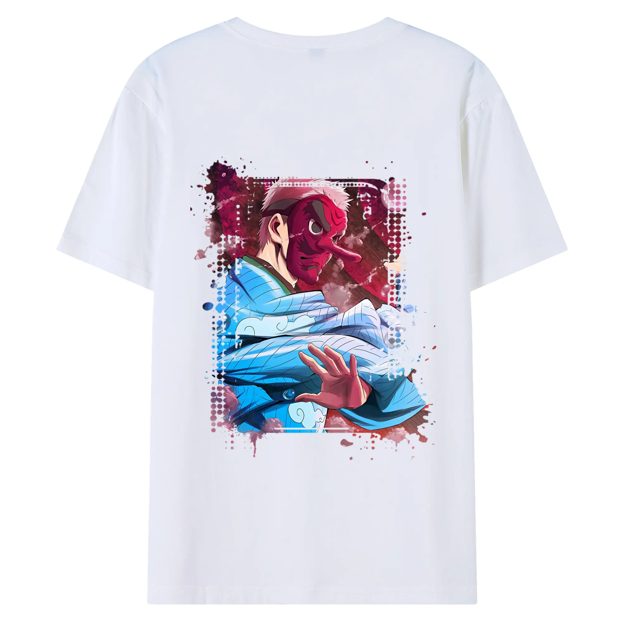 鬼滅の刃 グッズ,鱗滝 左近次 - 綿100％ 半袖Tシャツ ・ バックプリント ・ 快適 通気性 ・ 日常使い 散歩 スポーツ用