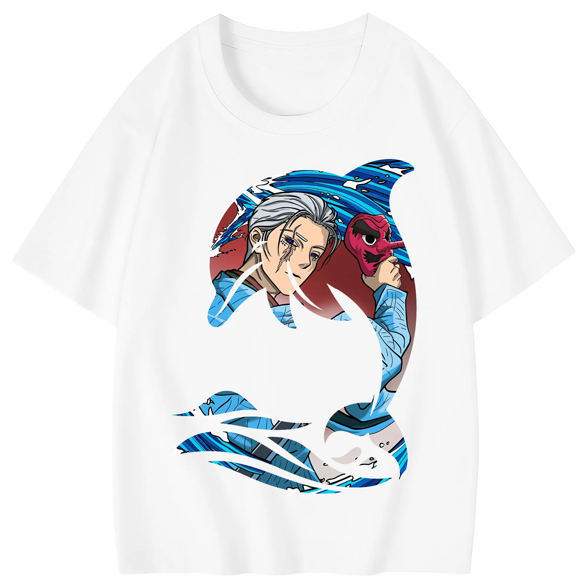 鬼滅の刃 グッズ,鱗滝 左近次 - 綿100％ キッズTシャツ ・ フロントプリント ・ 快適 通気性 ・ スポーツ カジュアル 散歩用