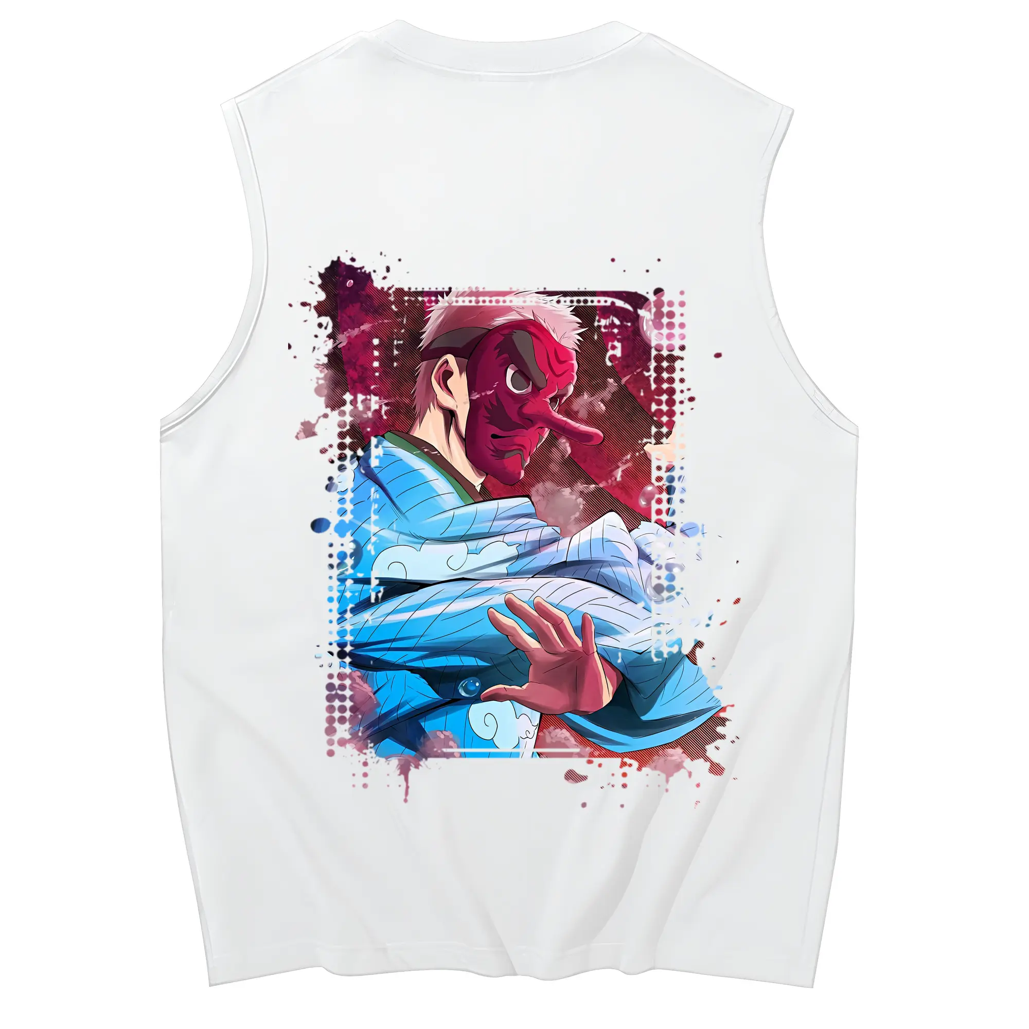 鬼滅の刃 グッズ,鱗滝 左近次 - コットン100％ タンクトップ ・ 背面プリント ・ タイトシルエット ・ 快適 通気性 ・ スポーツ カジュアル 散歩用
