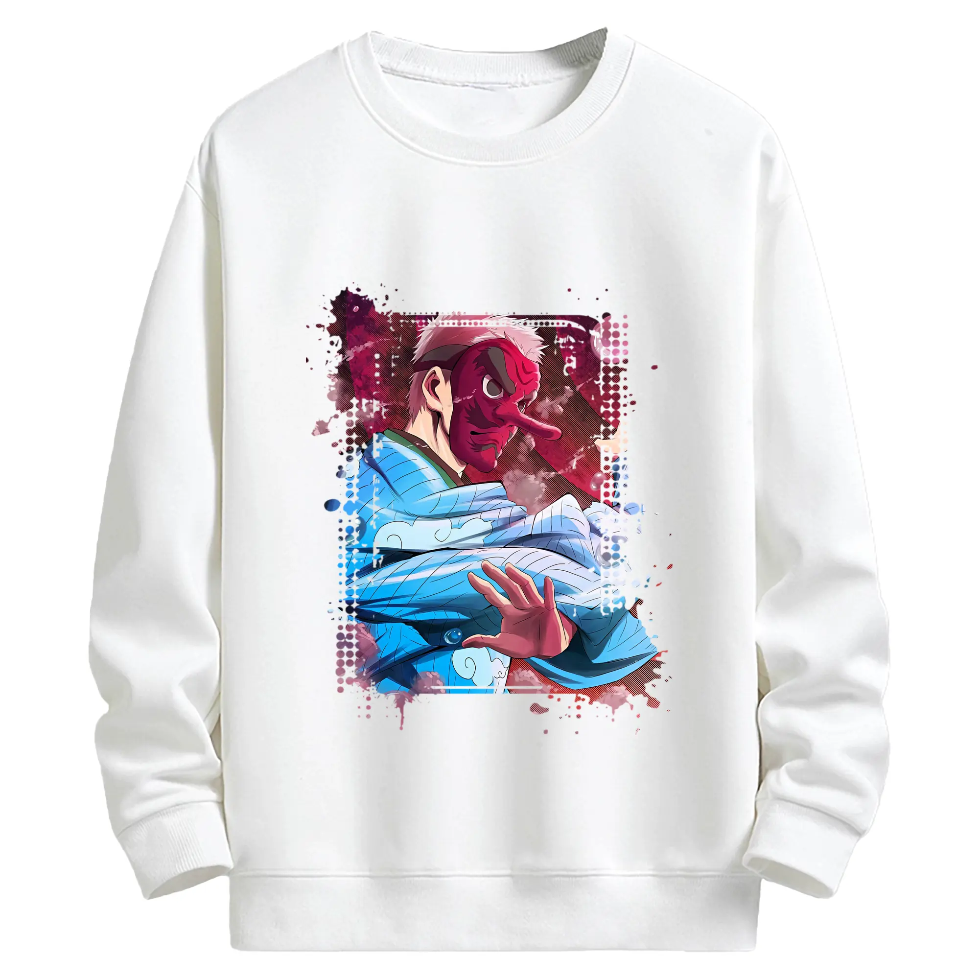 鬼滅の刃 グッズ,鱗滝 左近次 - 高品質 クルーネック スウェット ・ コットン59％ ポリエステル41％ ・ ユニセックス 長袖 トレーナー ・ カジュアル デイリー スポーツ 散歩用