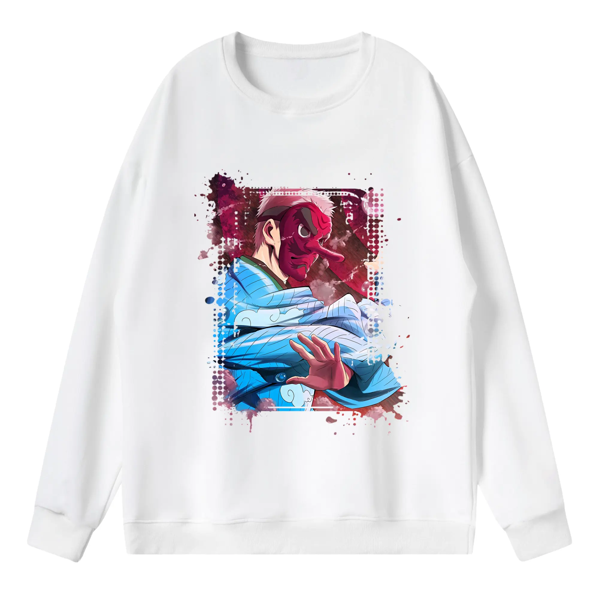 鬼滅の刃 グッズ,鱗滝 左近次 - 薄手 クルーネック スウェット 裏毛260g · ポリエステル 春秋向け カジュアル 男女兼用 · トレーナー デイリー スポーツ 散歩に最適