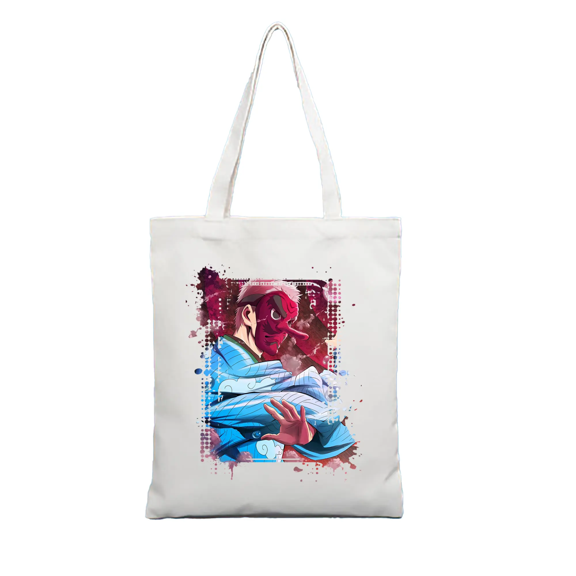 鬼滅の刃 グッズ,鱗滝 左近次 - 縦型キャンバス手提げバッグ（トートバッグ） ・ キャンバス素材 ・ ショッピング用 ・ 軽量 丈夫 お手入れ簡単