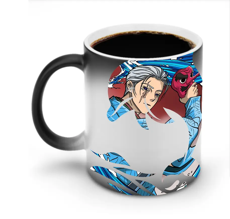 鬼滅の刃 グッズ,鱗滝 左近次 - 変色マグカップ ・ セラミック ・ 熱転写プリント ・ 耐久性 高品質 ・ ギフト・自宅用 コーヒー お茶
