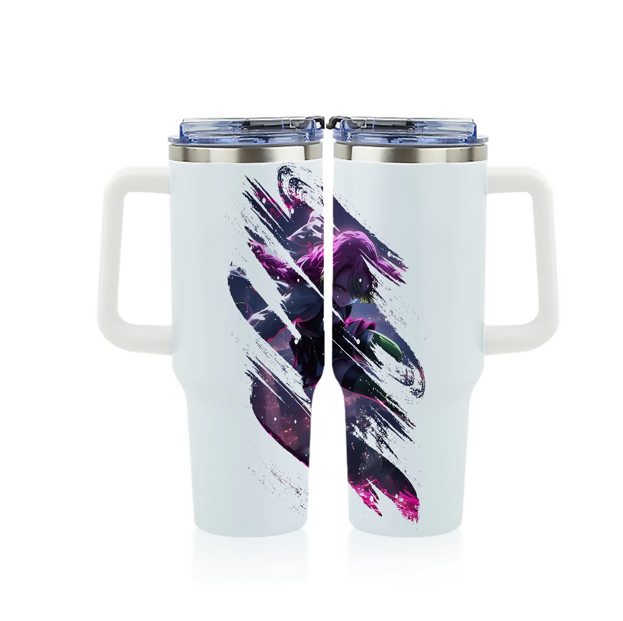 鬼滅の刃 グッズ,甘露寺 蜜璃 - 1200mL フルプリント車用タンブラー ・ 304ステンレス 内側 ・ 201ステンレス 外側 ・ 保温 保冷 ・ 通勤 ドライブ アウトドア用