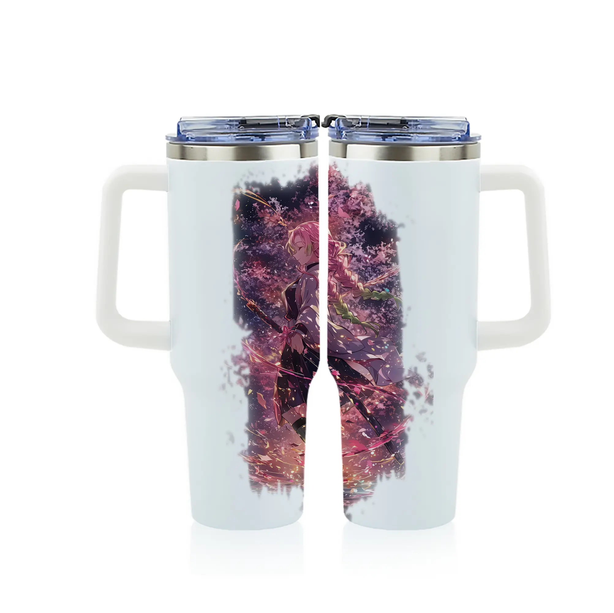 鬼滅の刃 グッズ,甘露寺 蜜璃 - 1200mL フルプリント車用タンブラー ・ 304ステンレス 内側 ・ 201ステンレス 外側 ・ 保温 保冷 ・ 通勤 ドライブ アウトドア用