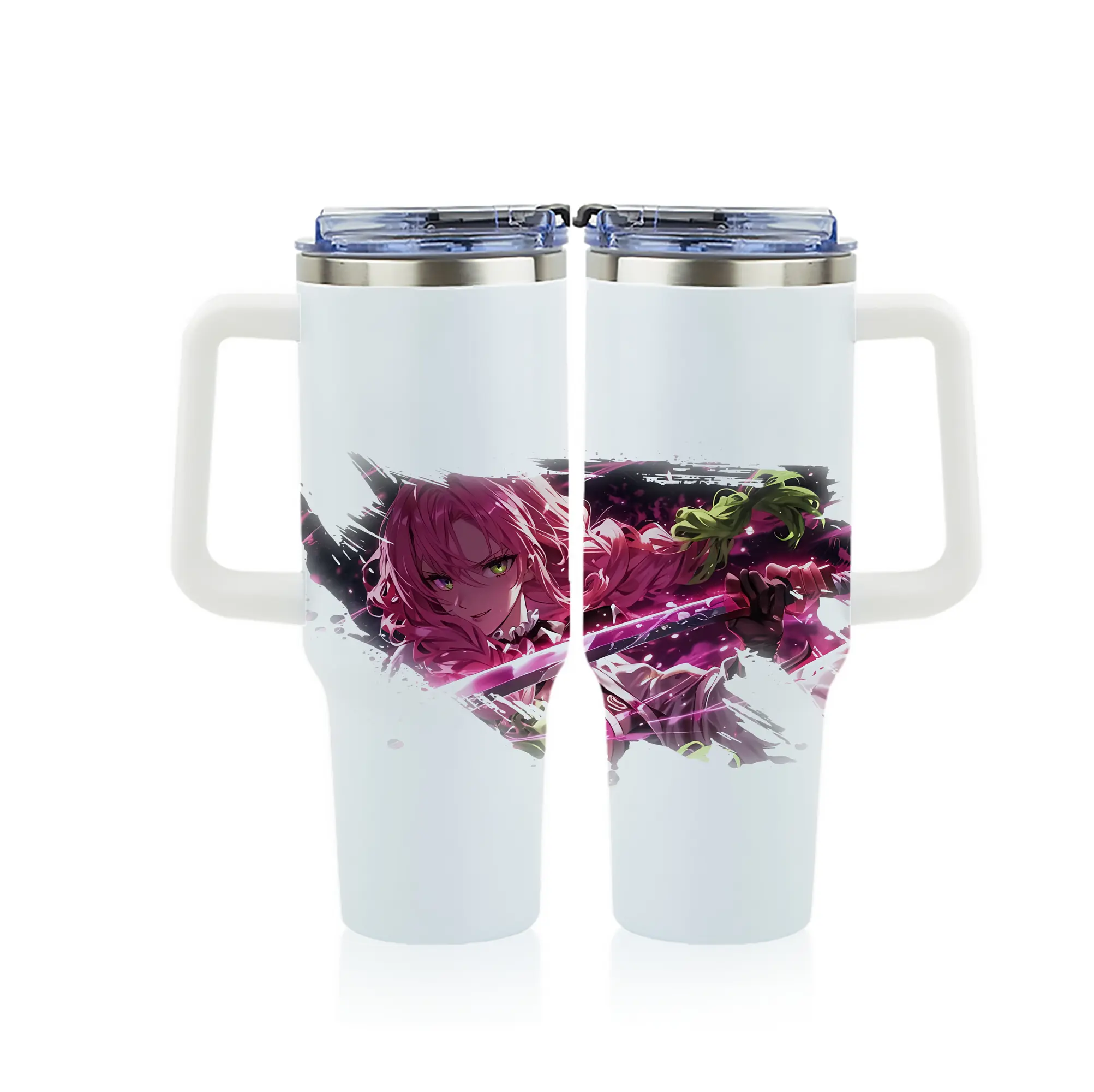 鬼滅の刃 グッズ,甘露寺 蜜璃 - 1200mL フルプリント車用タンブラー ・ 304ステンレス 内側 ・ 201ステンレス 外側 ・ 保温 保冷 ・ 通勤 ドライブ アウトドア用