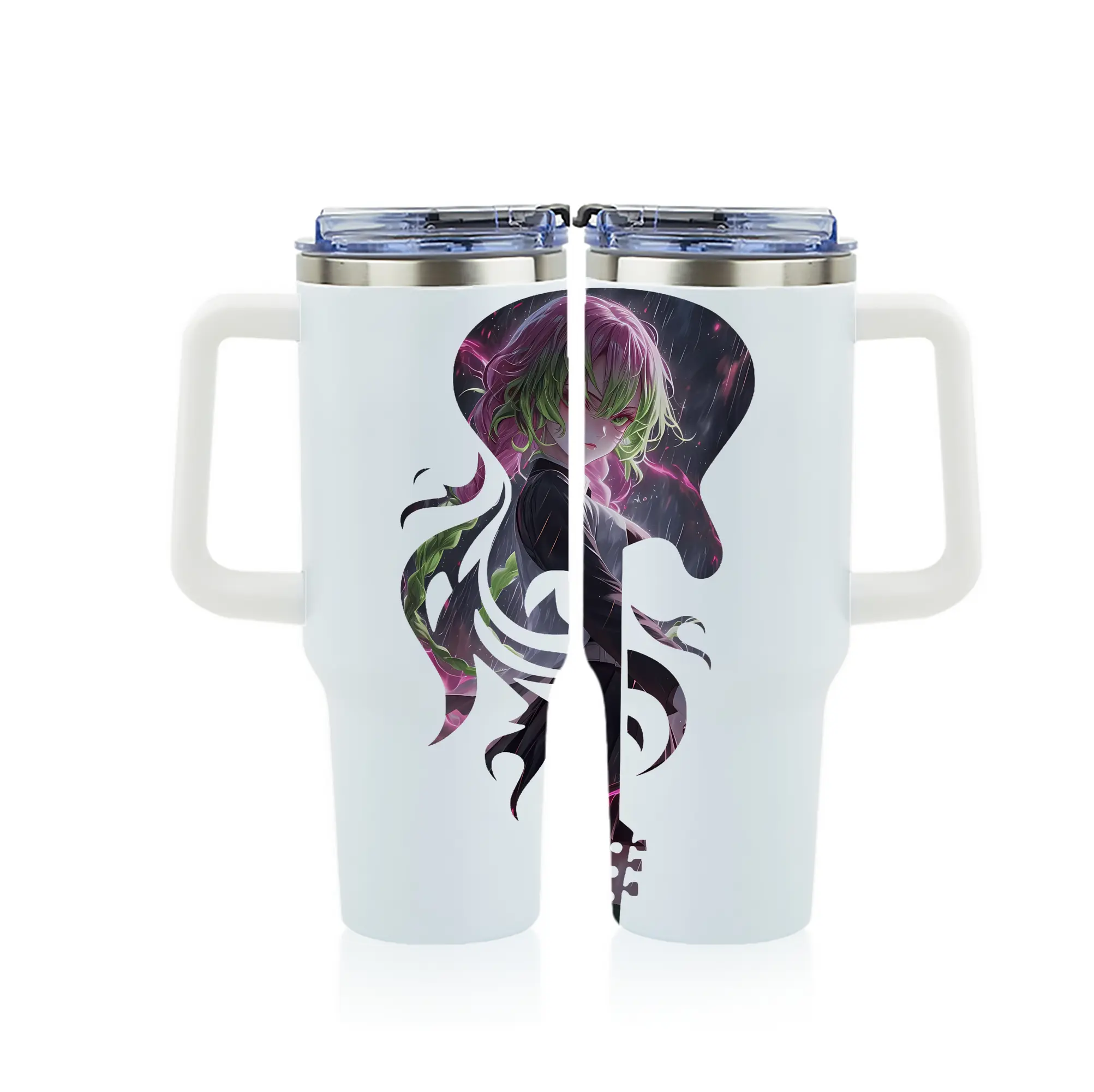 鬼滅の刃 グッズ,甘露寺 蜜璃 - 1200mL フルプリント車用タンブラー ・ 304ステンレス 内側 ・ 201ステンレス 外側 ・ 保温 保冷 ・ 通勤 ドライブ アウトドア用