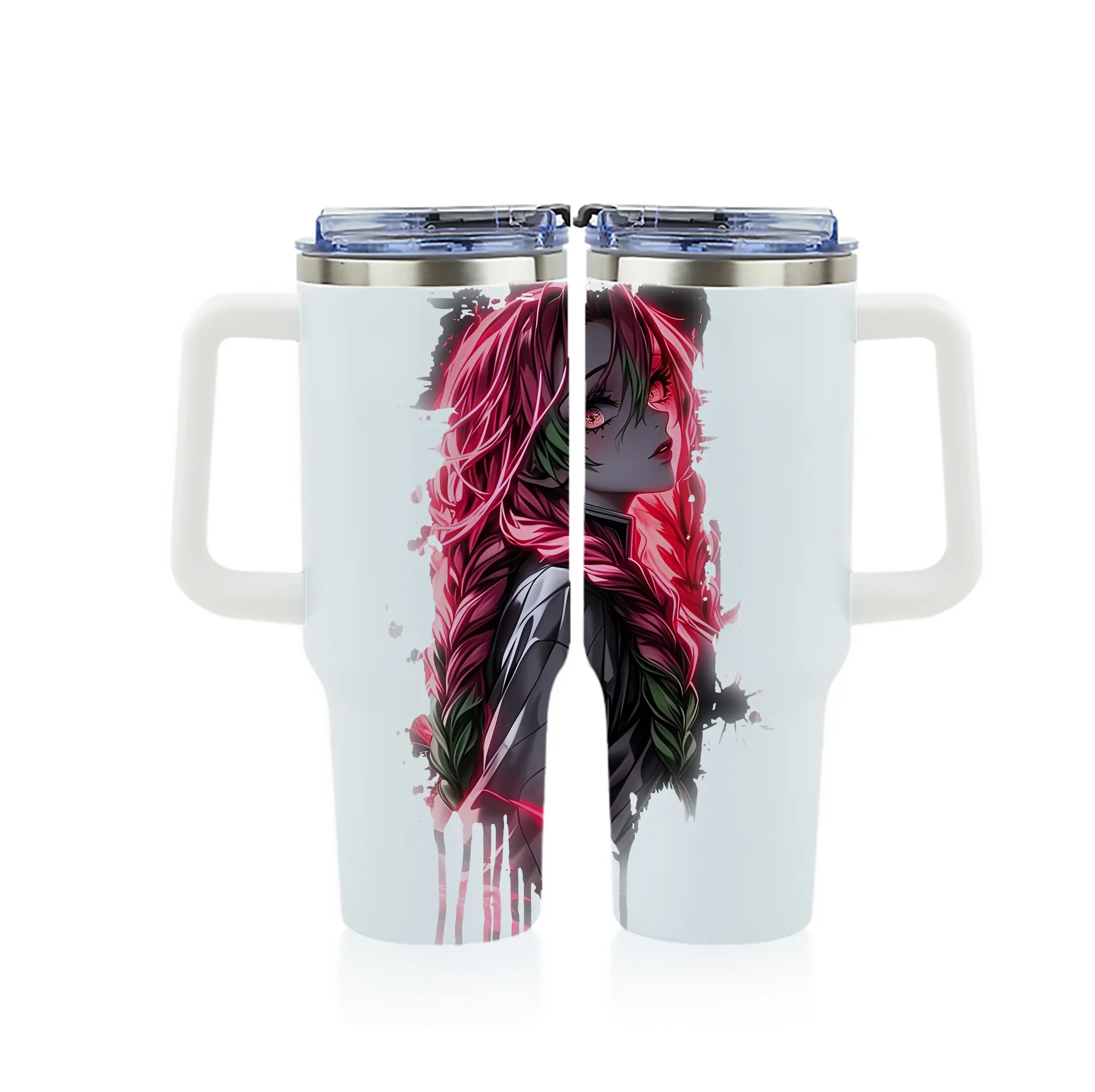 鬼滅の刃 グッズ,甘露寺 蜜璃 - 1200mL フルプリント車用タンブラー ・ 304ステンレス 内側 ・ 201ステンレス 外側 ・ 保温 保冷 ・ 通勤 ドライブ アウトドア用