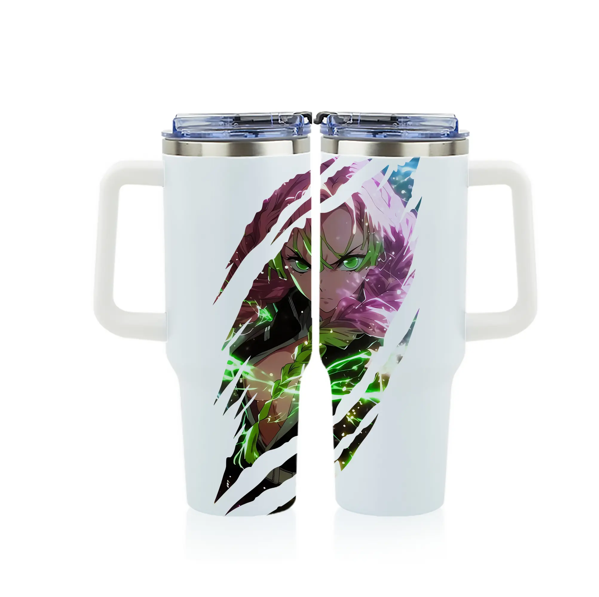 鬼滅の刃 グッズ,甘露寺 蜜璃 - 1200mL フルプリント車用タンブラー ・ 304ステンレス 内側 ・ 201ステンレス 外側 ・ 保温 保冷 ・ 通勤 ドライブ アウトドア用