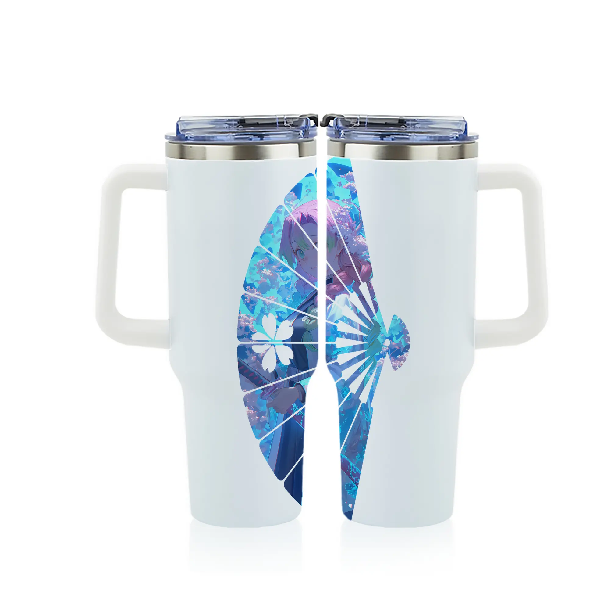 鬼滅の刃 グッズ,甘露寺 蜜璃 - 1200mL フルプリント車用タンブラー ・ 304ステンレス 内側 ・ 201ステンレス 外側 ・ 保温 保冷 ・ 通勤 ドライブ アウトドア用