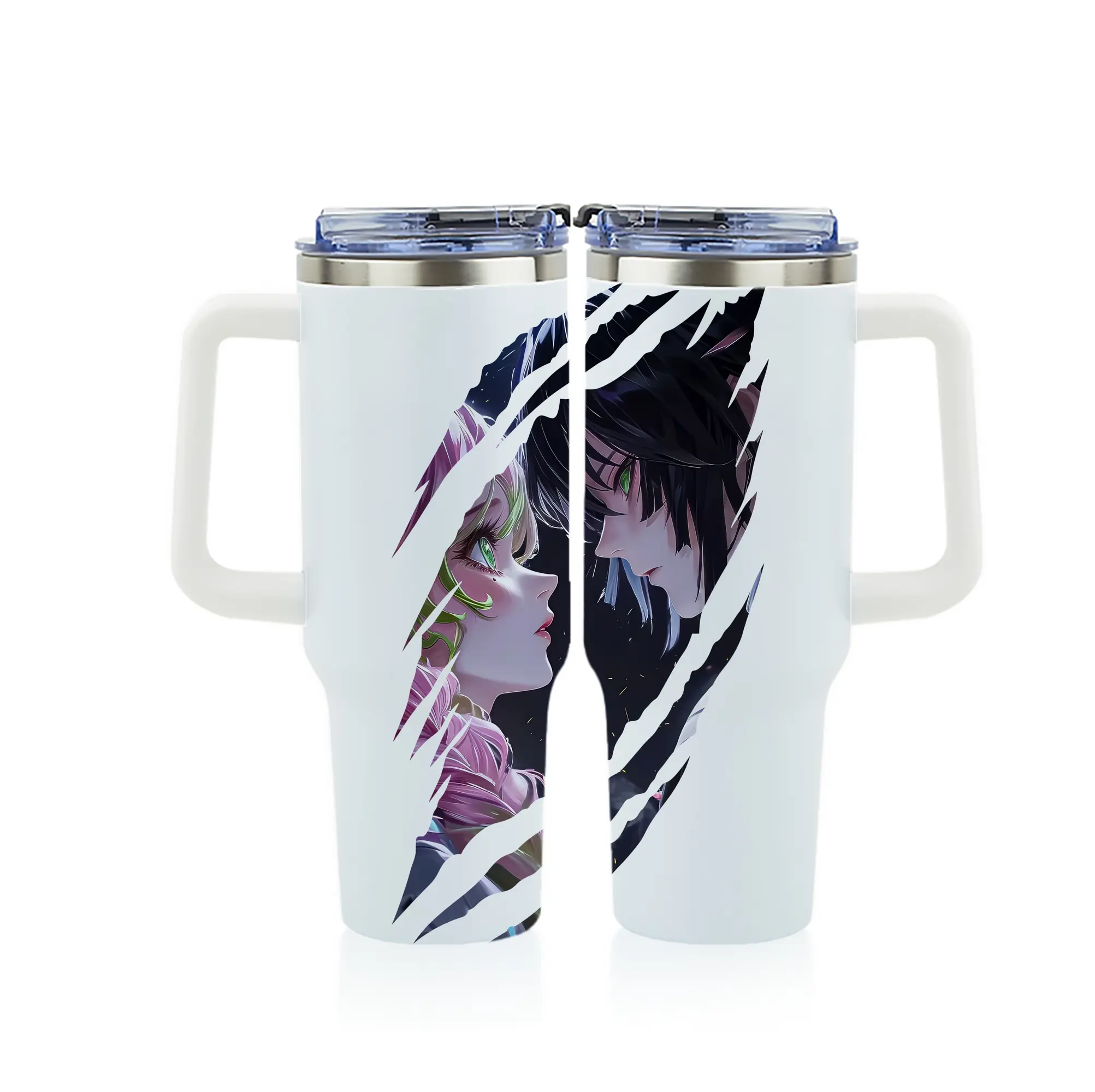 鬼滅の刃 グッズ,甘露寺 蜜璃 - 1200mL フルプリント車用タンブラー ・ 304ステンレス 内側 ・ 201ステンレス 外側 ・ 保温 保冷 ・ 通勤 ドライブ アウトドア用