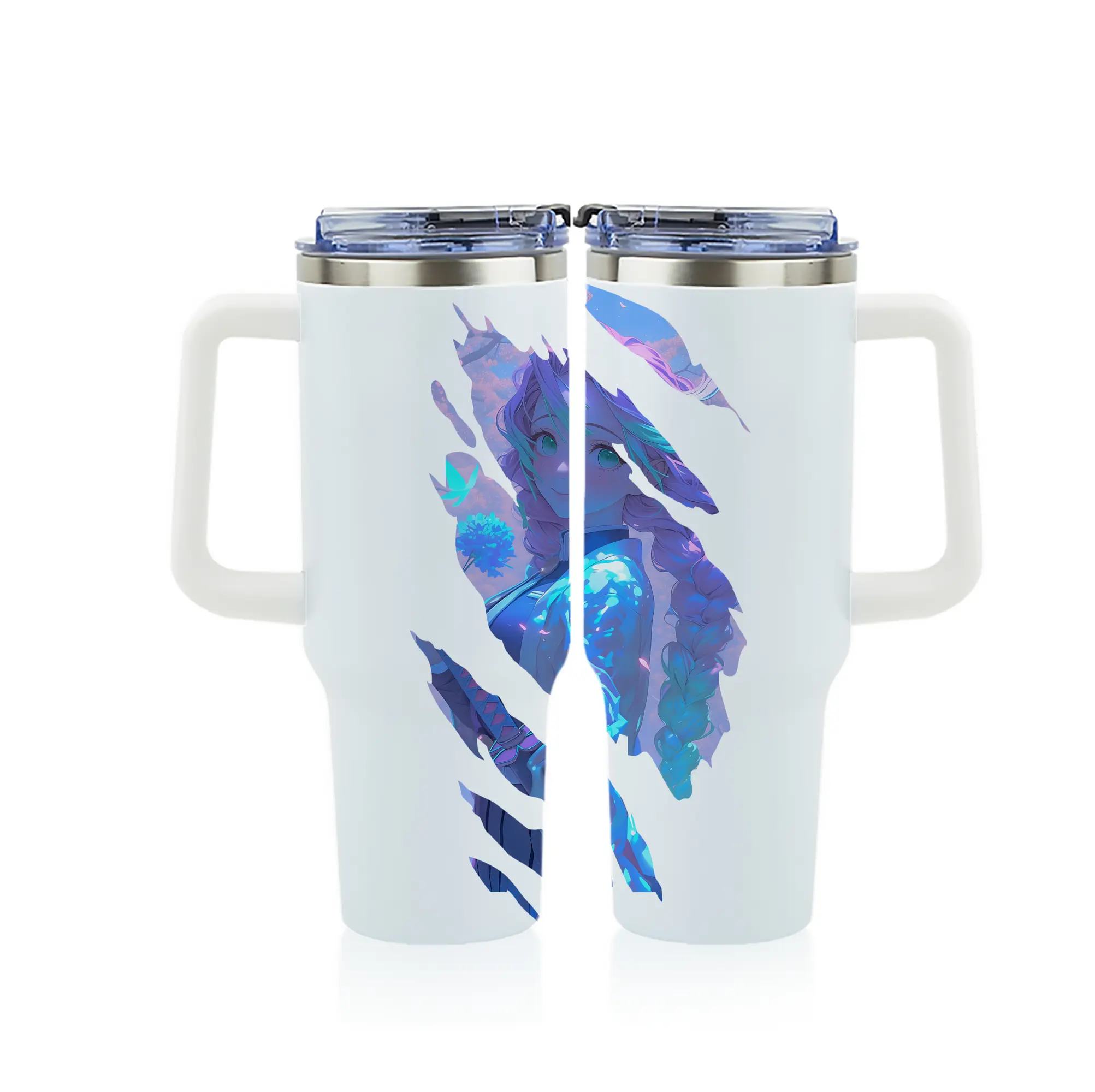 鬼滅の刃 グッズ,甘露寺 蜜璃 - 1200mL フルプリント車用タンブラー ・ 304ステンレス 内側 ・ 201ステンレス 外側 ・ 保温 保冷 ・ 通勤 ドライブ アウトドア用