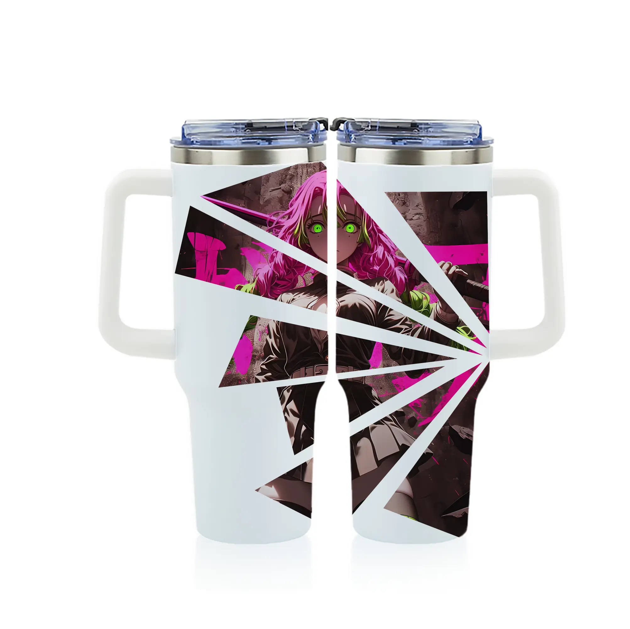 鬼滅の刃 グッズ,甘露寺 蜜璃 - 1200mL フルプリント車用タンブラー ・ 304ステンレス 内側 ・ 201ステンレス 外側 ・ 保温 保冷 ・ 通勤 ドライブ アウトドア用