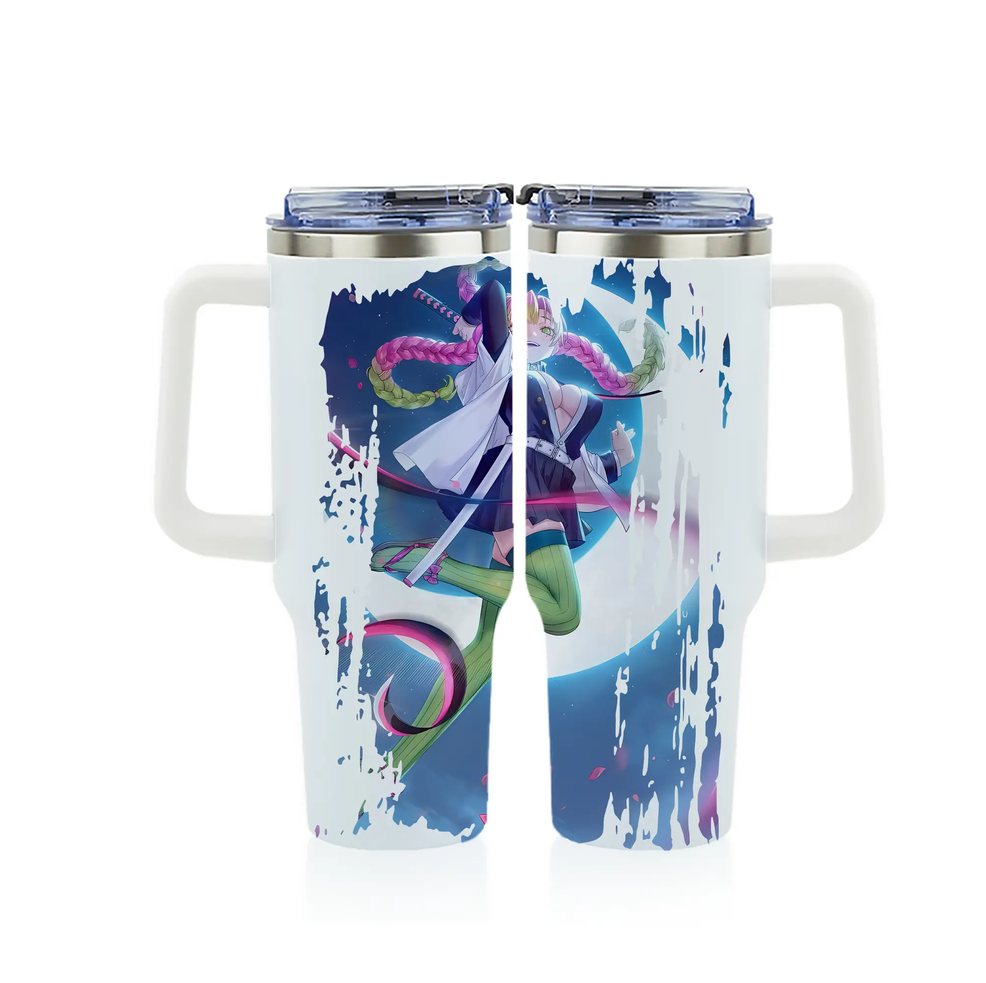 鬼滅の刃 グッズ,甘露寺 蜜璃 - 1200mL フルプリント車用タンブラー ・ 304ステンレス 内側 ・ 201ステンレス 外側 ・ 保温 保冷 ・ 通勤 ドライブ アウトドア用