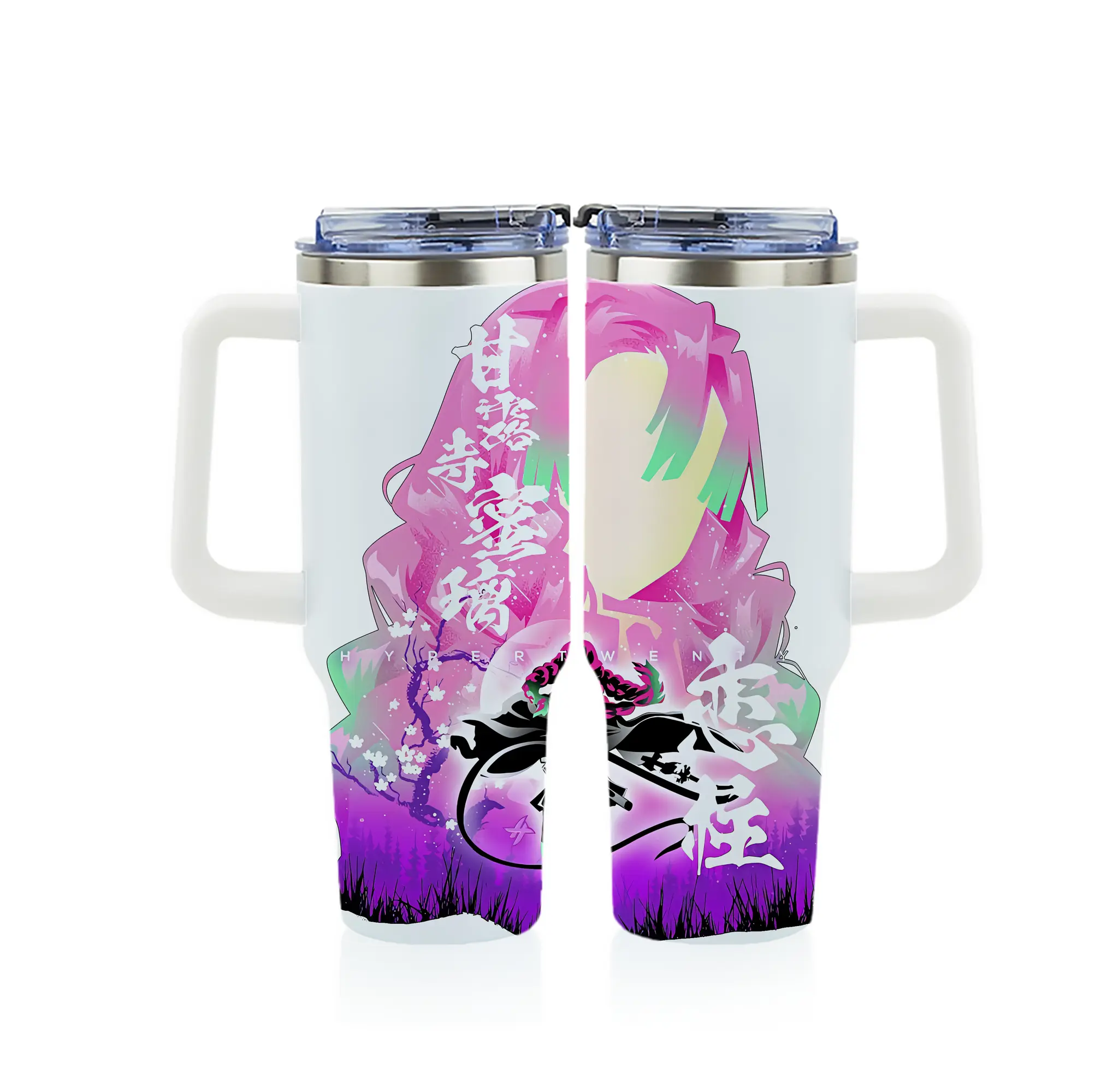 鬼滅の刃 グッズ,甘露寺 蜜璃 - 1200mL フルプリント車用タンブラー ・ 304ステンレス 内側 ・ 201ステンレス 外側 ・ 保温 保冷 ・ 通勤 ドライブ アウトドア用