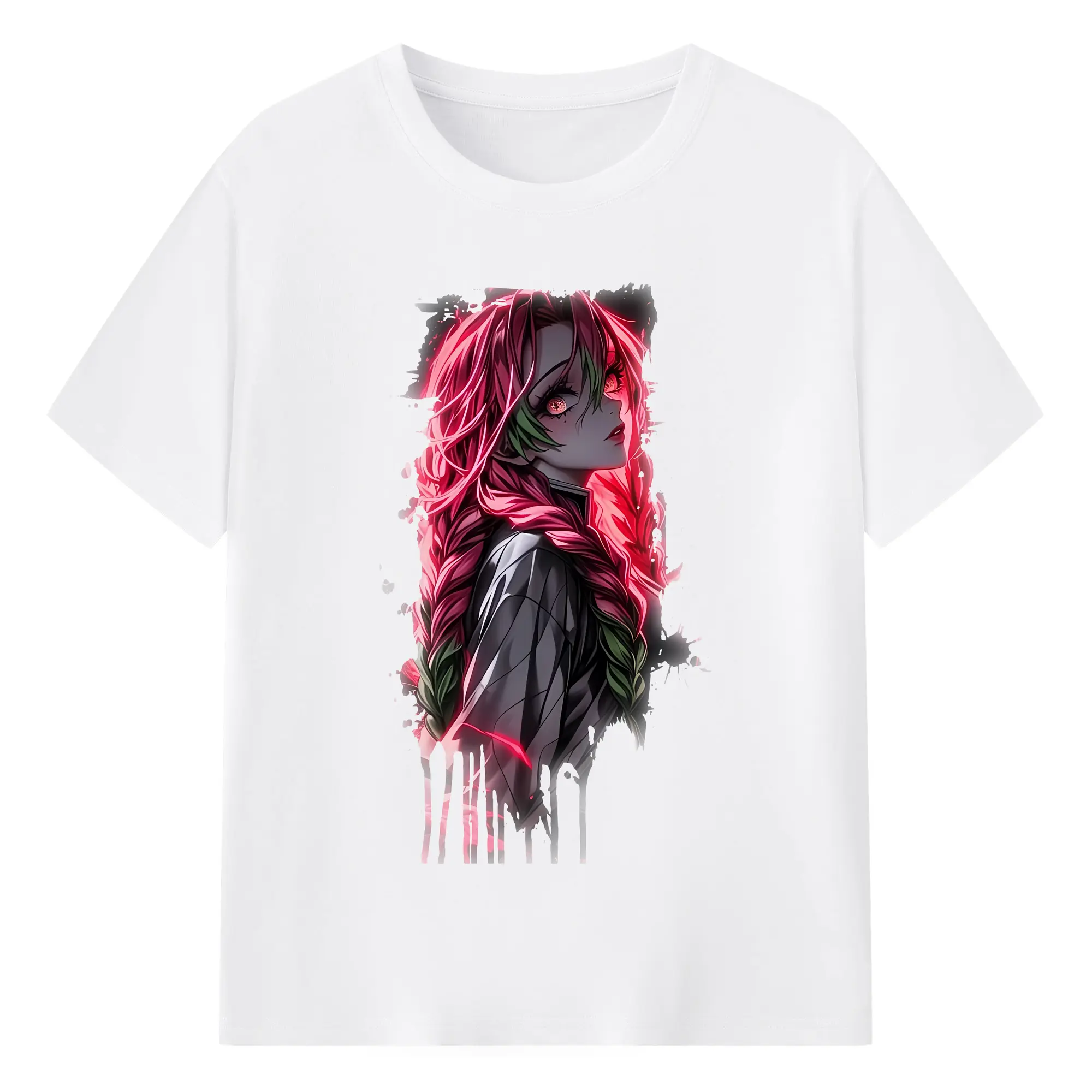 鬼滅の刃 グッズ,甘露寺 蜜璃 - 綿100％ 半袖Tシャツ ・ フロントプリント ・ 快適 通気性 ・ 日常使い 散歩 スポーツ用