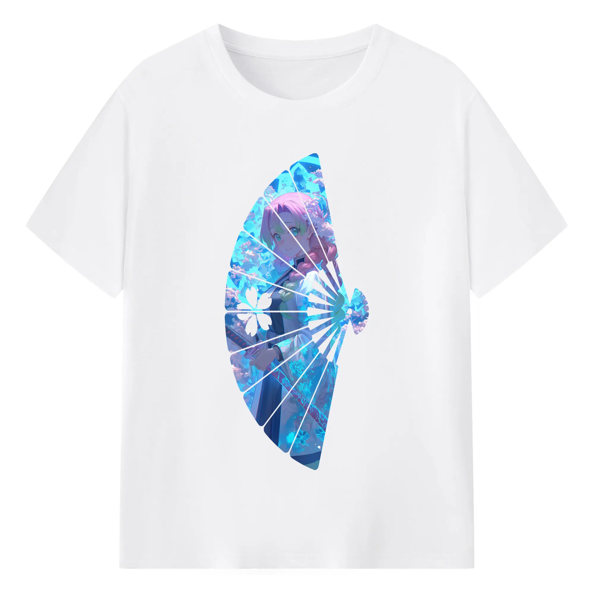 鬼滅の刃 グッズ,甘露寺 蜜璃 - 綿100％ 半袖Tシャツ ・ フロントプリント ・ 快適 通気性 ・ 日常使い 散歩 スポーツ用