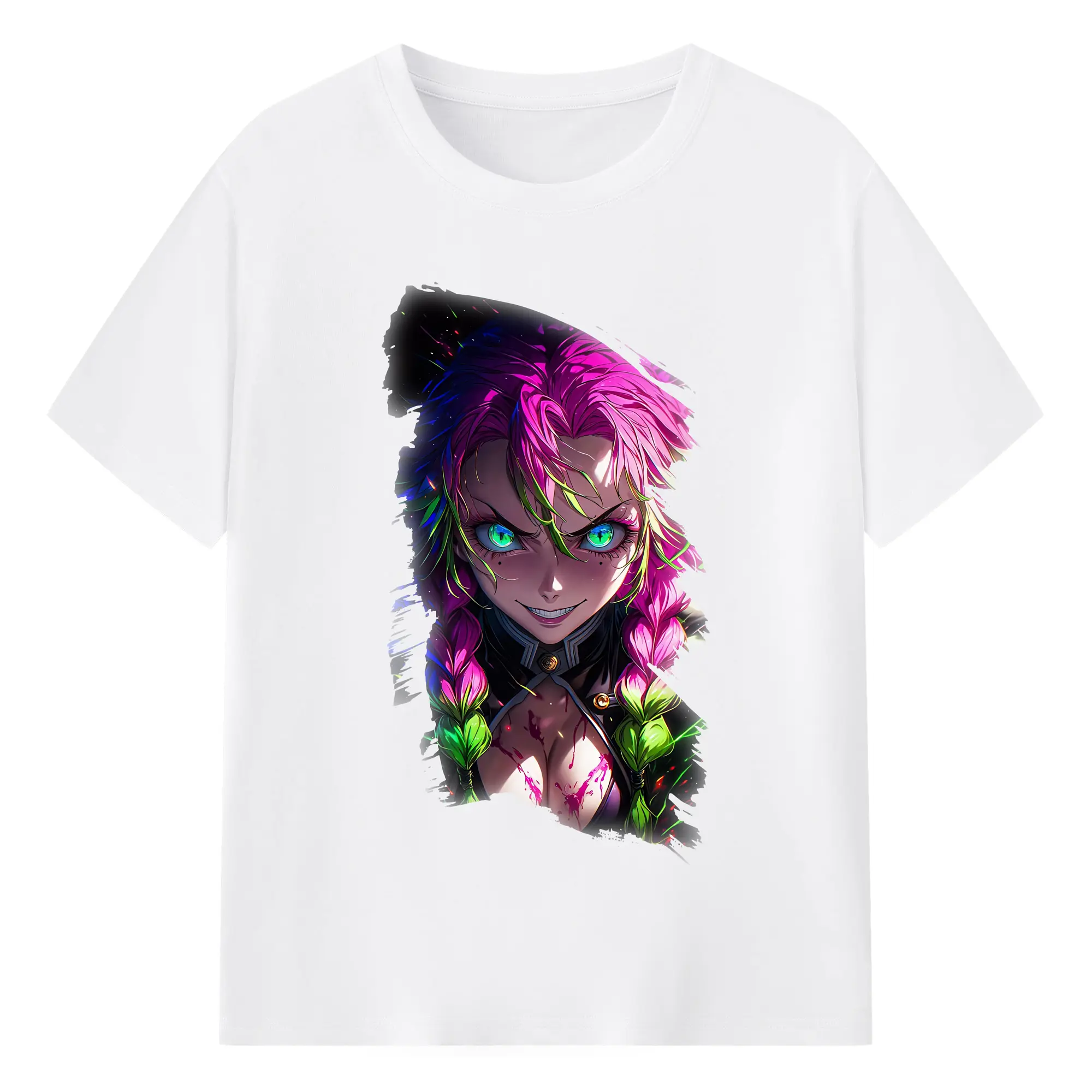 鬼滅の刃 グッズ,甘露寺 蜜璃 - 綿100％ 半袖Tシャツ ・ フロントプリント ・ 快適 通気性 ・ 日常使い 散歩 スポーツ用