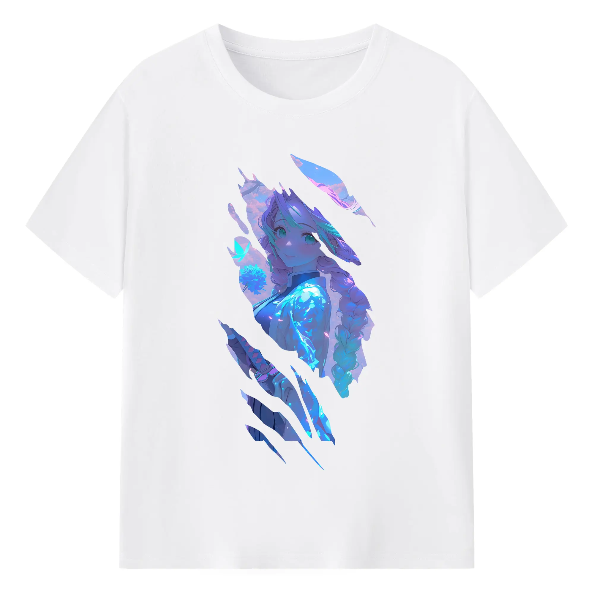 鬼滅の刃 グッズ,甘露寺 蜜璃 - 綿100％ 半袖Tシャツ ・ フロントプリント ・ 快適 通気性 ・ 日常使い 散歩 スポーツ用