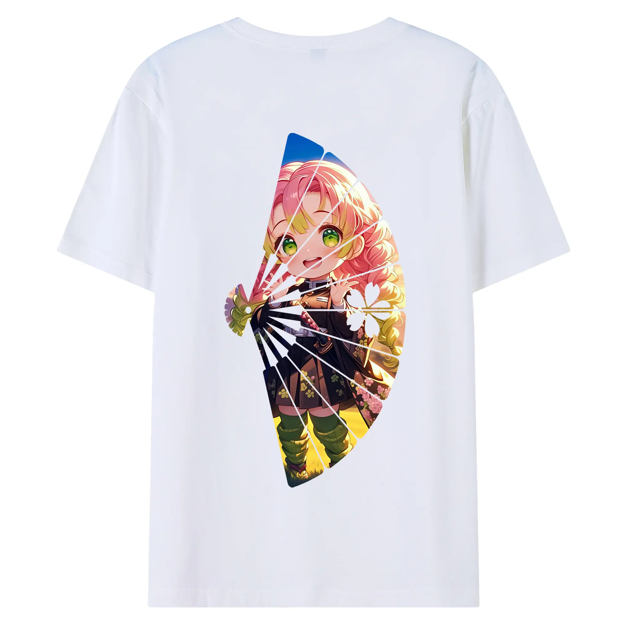 鬼滅の刃 グッズ,甘露寺 蜜璃 - 綿100％ 半袖Tシャツ ・ バックプリント ・ 快適 通気性 ・ 日常使い 散歩 スポーツ用