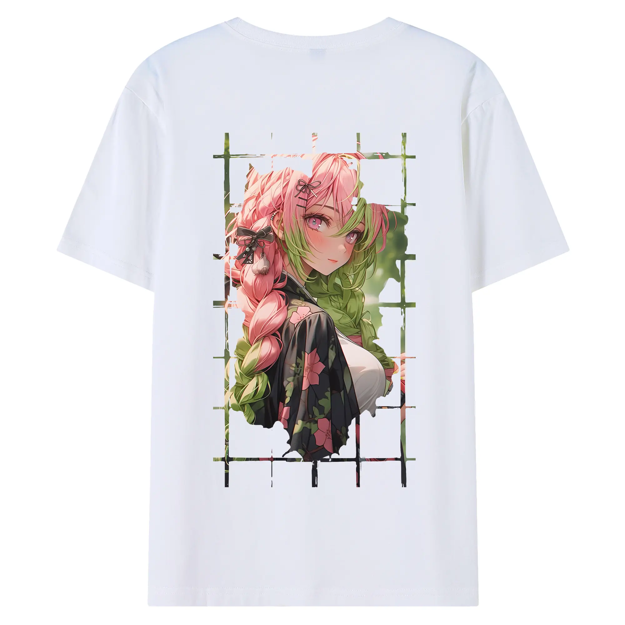 鬼滅の刃 グッズ,甘露寺 蜜璃 - 綿100％ 半袖Tシャツ ・ バックプリント ・ 快適 通気性 ・ 日常使い 散歩 スポーツ用