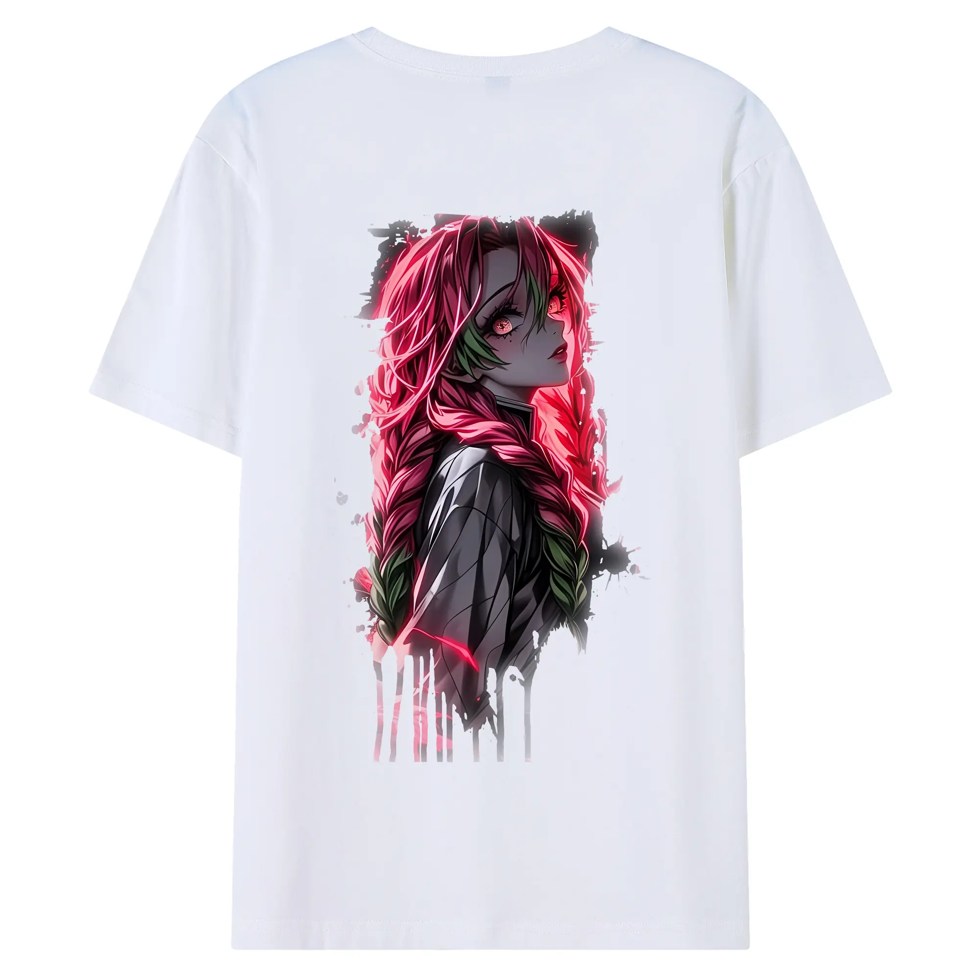 鬼滅の刃 グッズ,甘露寺 蜜璃 - 綿100％ 半袖Tシャツ ・ バックプリント ・ 快適 通気性 ・ 日常使い 散歩 スポーツ用