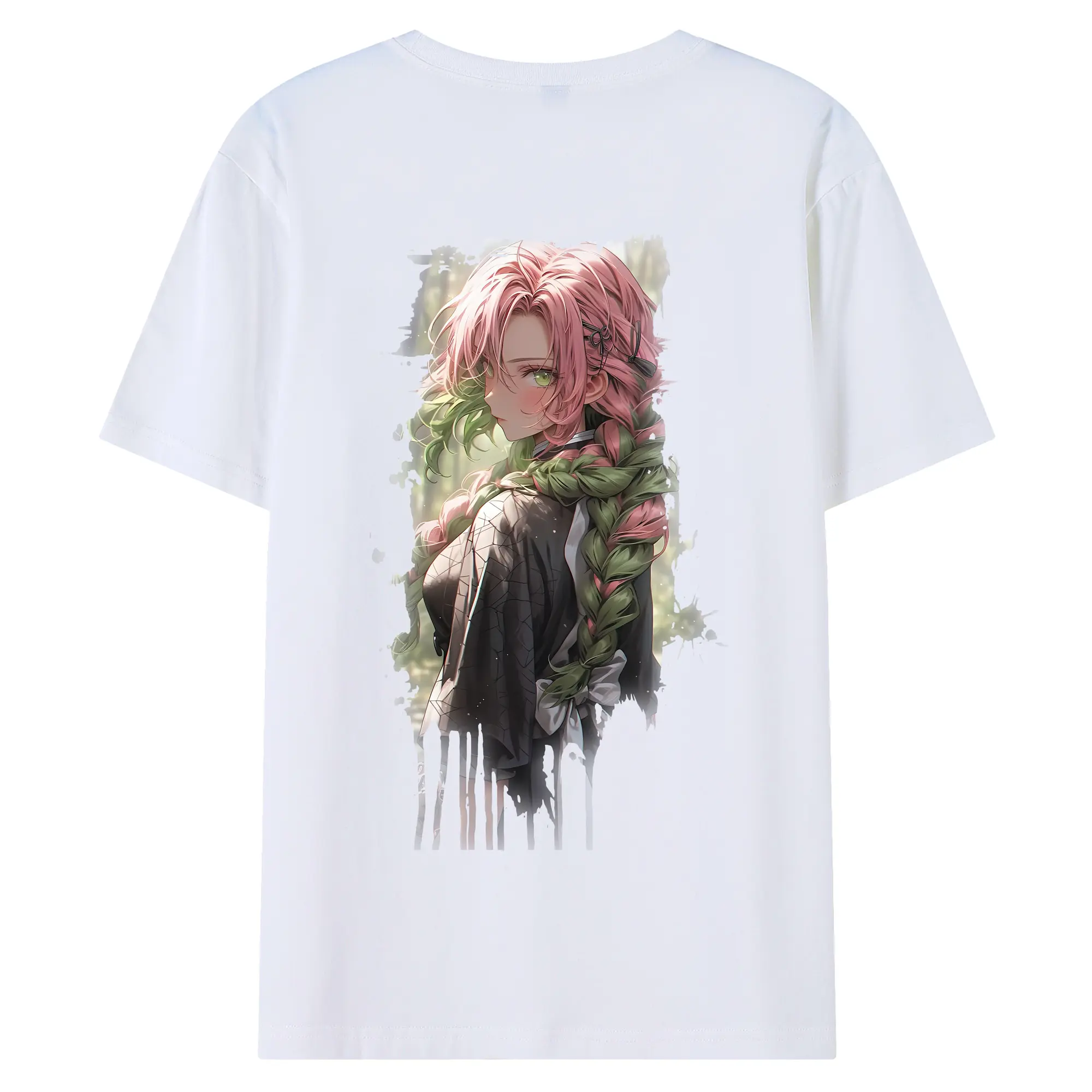 鬼滅の刃 グッズ,甘露寺 蜜璃 - 綿100％ 半袖Tシャツ ・ バックプリント ・ 快適 通気性 ・ 日常使い 散歩 スポーツ用