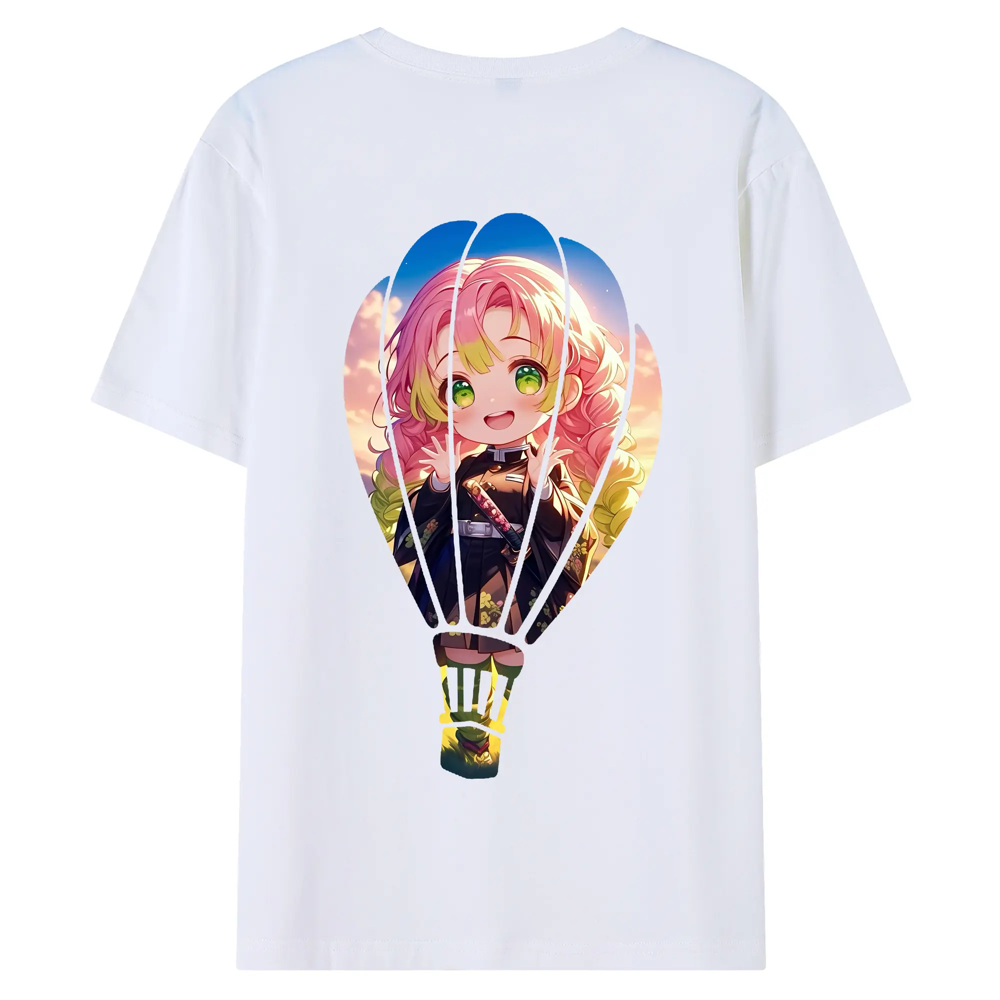 鬼滅の刃 グッズ,甘露寺 蜜璃 - 綿100％ 半袖Tシャツ ・ バックプリント ・ 快適 通気性 ・ 日常使い 散歩 スポーツ用