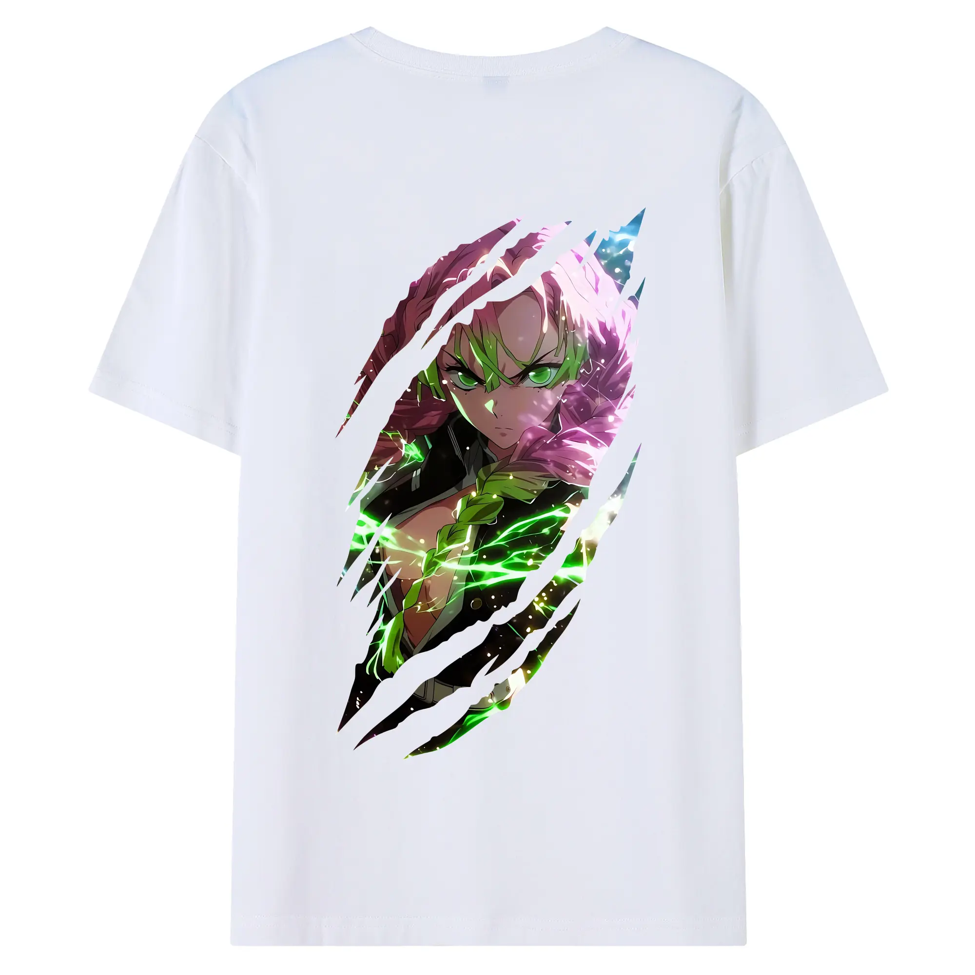 鬼滅の刃 グッズ,甘露寺 蜜璃 - 綿100％ 半袖Tシャツ ・ バックプリント ・ 快適 通気性 ・ 日常使い 散歩 スポーツ用