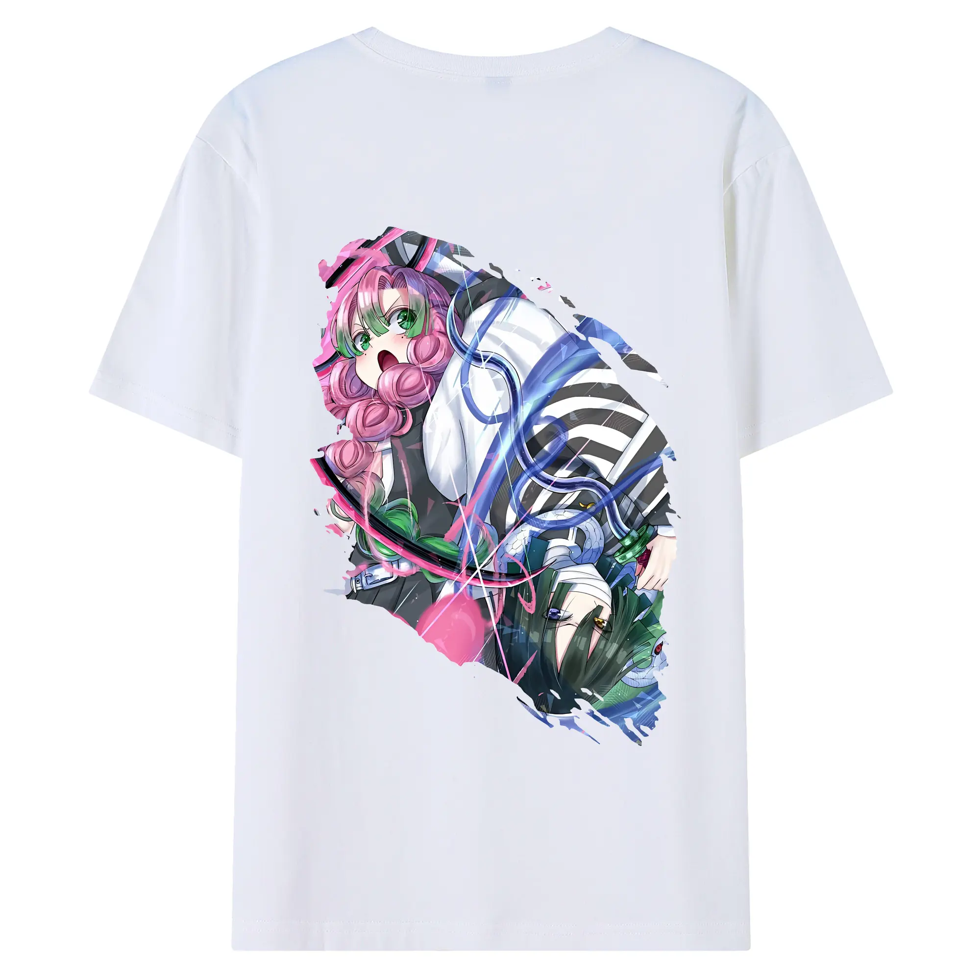 鬼滅の刃 グッズ,甘露寺 蜜璃 - 綿100％ 半袖Tシャツ ・ バックプリント ・ 快適 通気性 ・ 日常使い 散歩 スポーツ用