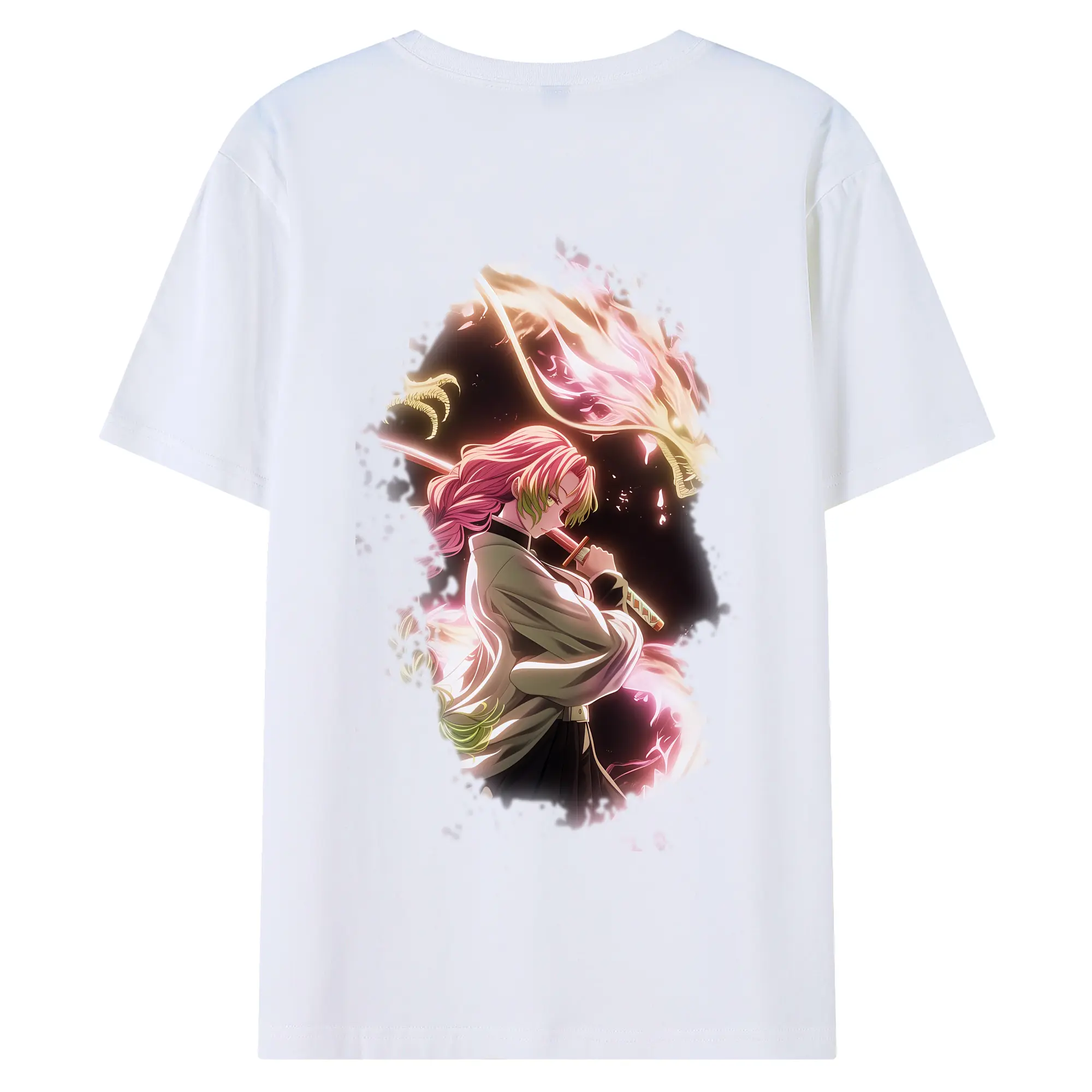 鬼滅の刃 グッズ,甘露寺 蜜璃 - 綿100％ 半袖Tシャツ ・ バックプリント ・ 快適 通気性 ・ 日常使い 散歩 スポーツ用