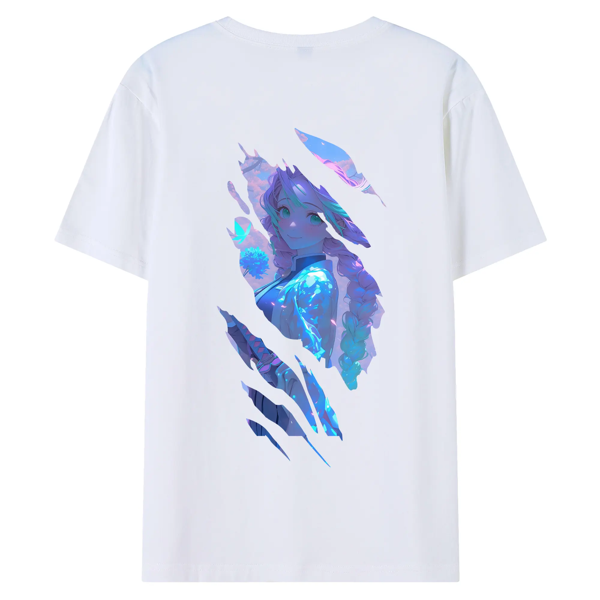 鬼滅の刃 グッズ,甘露寺 蜜璃 - 綿100％ 半袖Tシャツ ・ バックプリント ・ 快適 通気性 ・ 日常使い 散歩 スポーツ用