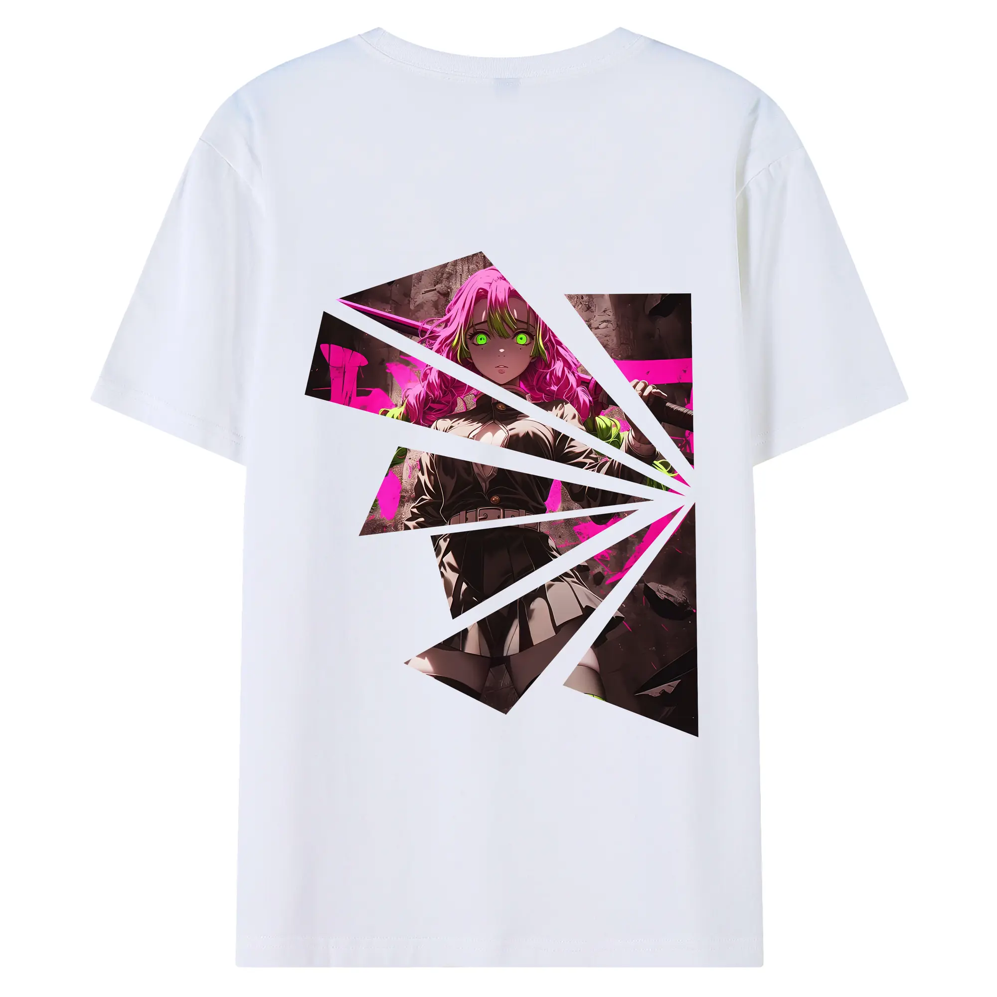 鬼滅の刃 グッズ,甘露寺 蜜璃 - 綿100％ 半袖Tシャツ ・ バックプリント ・ 快適 通気性 ・ 日常使い 散歩 スポーツ用