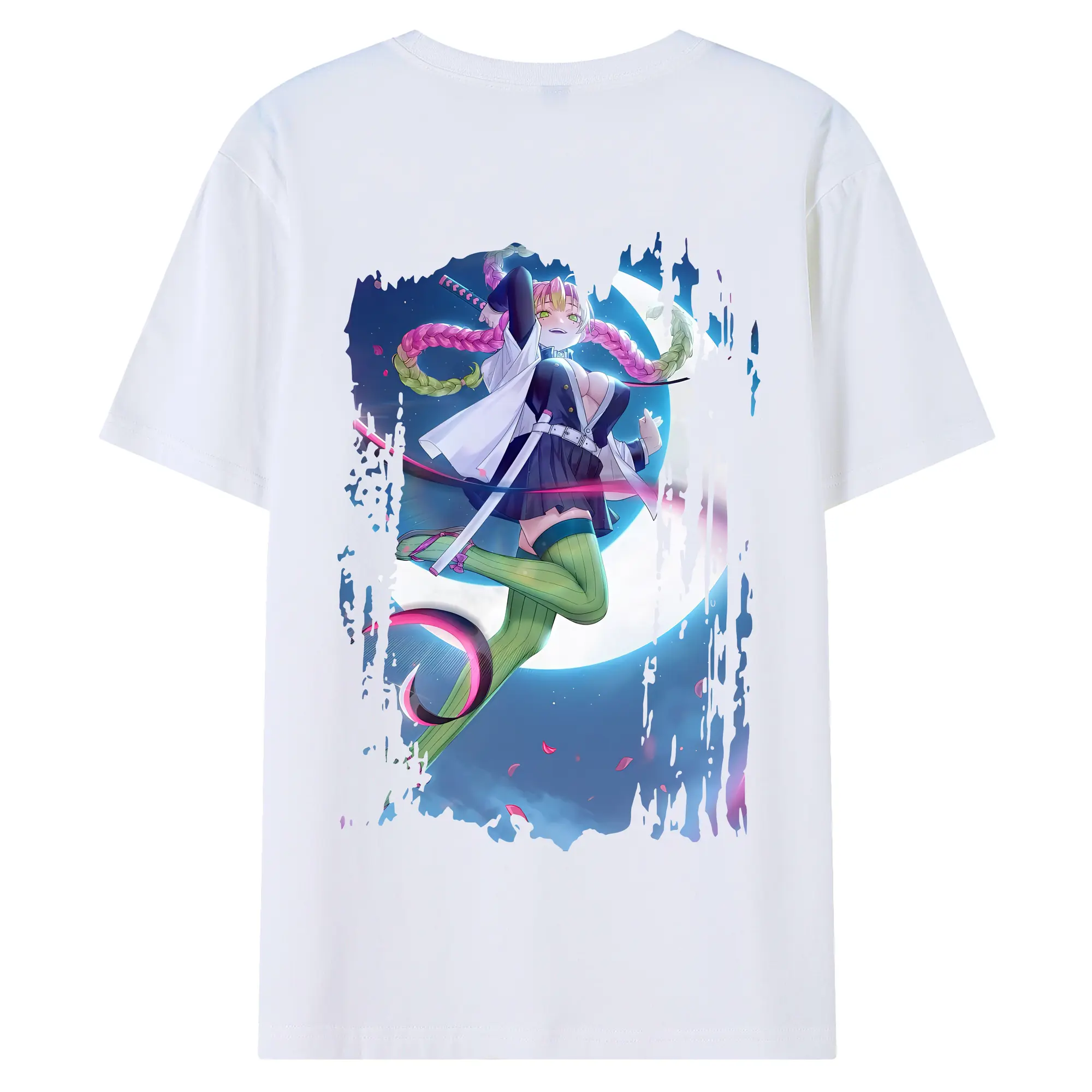 鬼滅の刃 グッズ,甘露寺 蜜璃 - 綿100％ 半袖Tシャツ ・ バックプリント ・ 快適 通気性 ・ 日常使い 散歩 スポーツ用