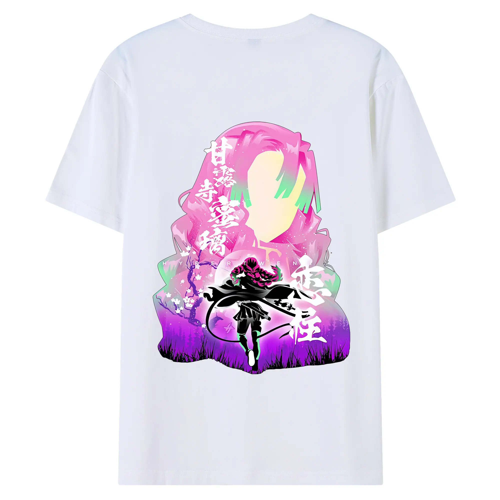 鬼滅の刃 グッズ,甘露寺 蜜璃 - 綿100％ 半袖Tシャツ ・ バックプリント ・ 快適 通気性 ・ 日常使い 散歩 スポーツ用