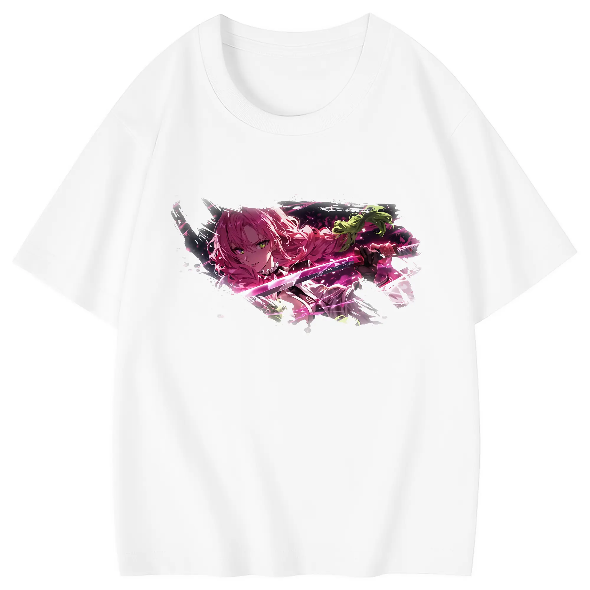 鬼滅の刃 グッズ,甘露寺 蜜璃 - 綿100％ キッズTシャツ ・ フロントプリント ・ 快適 通気性 ・ スポーツ カジュアル 散歩用