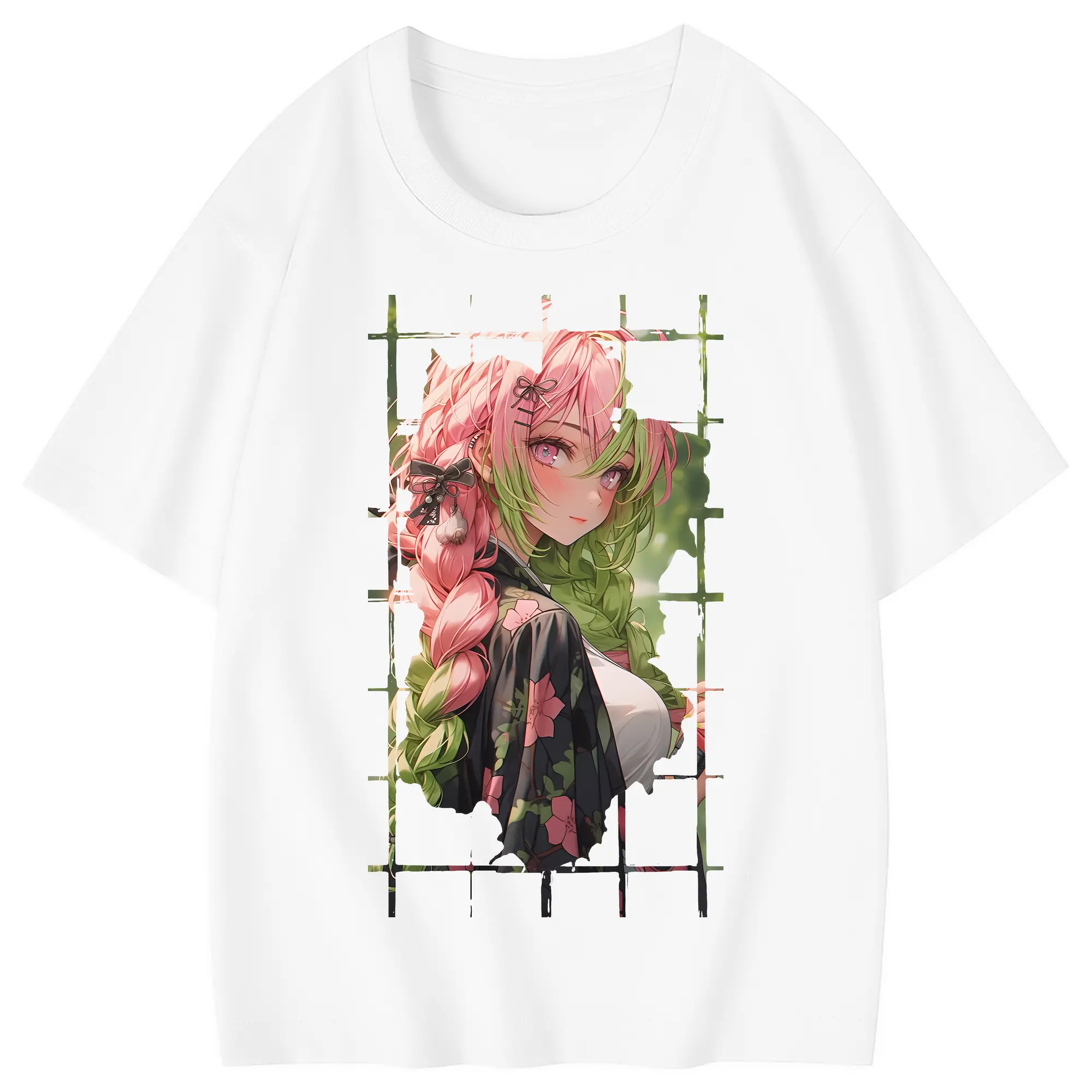 鬼滅の刃 グッズ,甘露寺 蜜璃 - 綿100％ キッズTシャツ ・ フロントプリント ・ 快適 通気性 ・ スポーツ カジュアル 散歩用