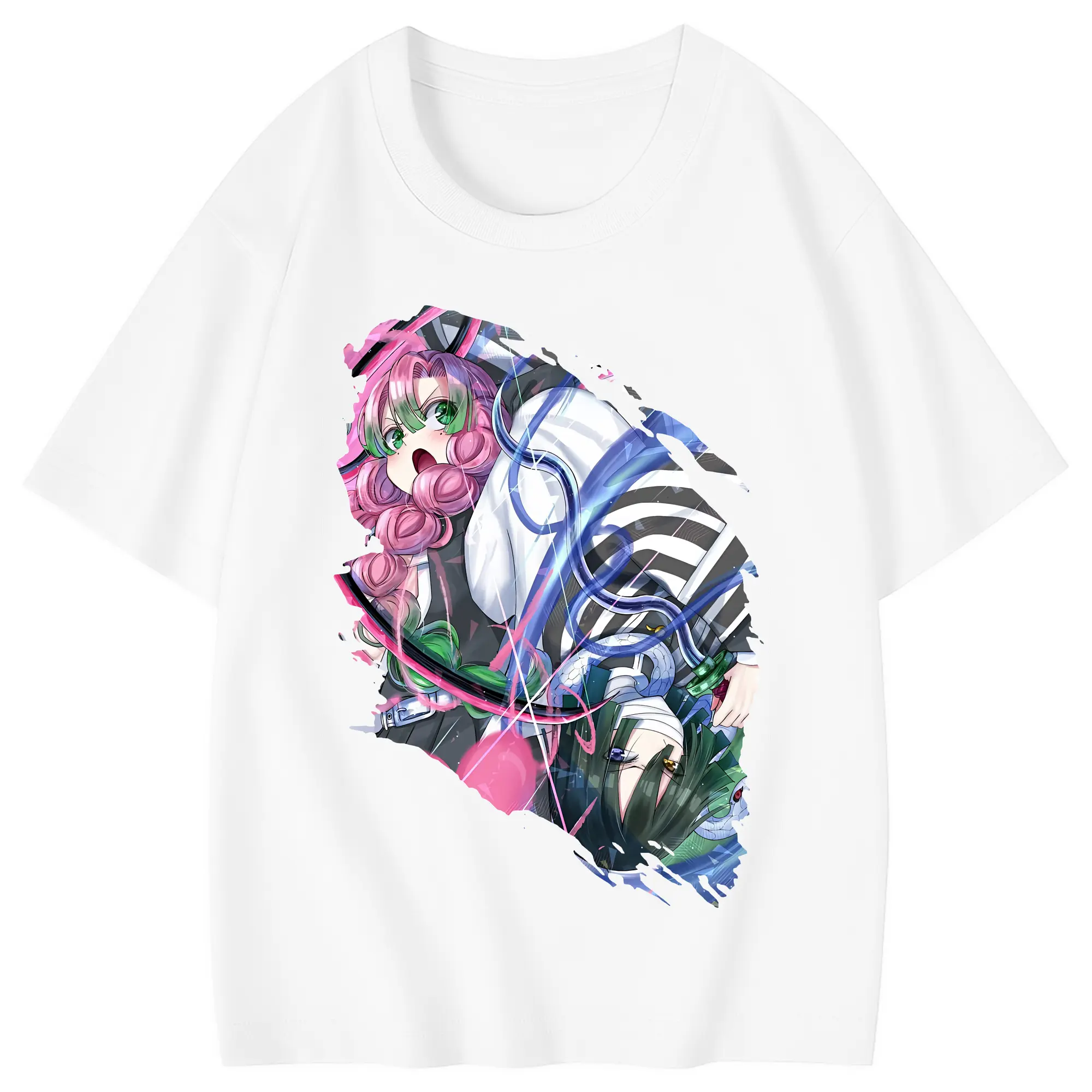 鬼滅の刃 グッズ,甘露寺 蜜璃 - 綿100％ キッズTシャツ ・ フロントプリント ・ 快適 通気性 ・ スポーツ カジュアル 散歩用